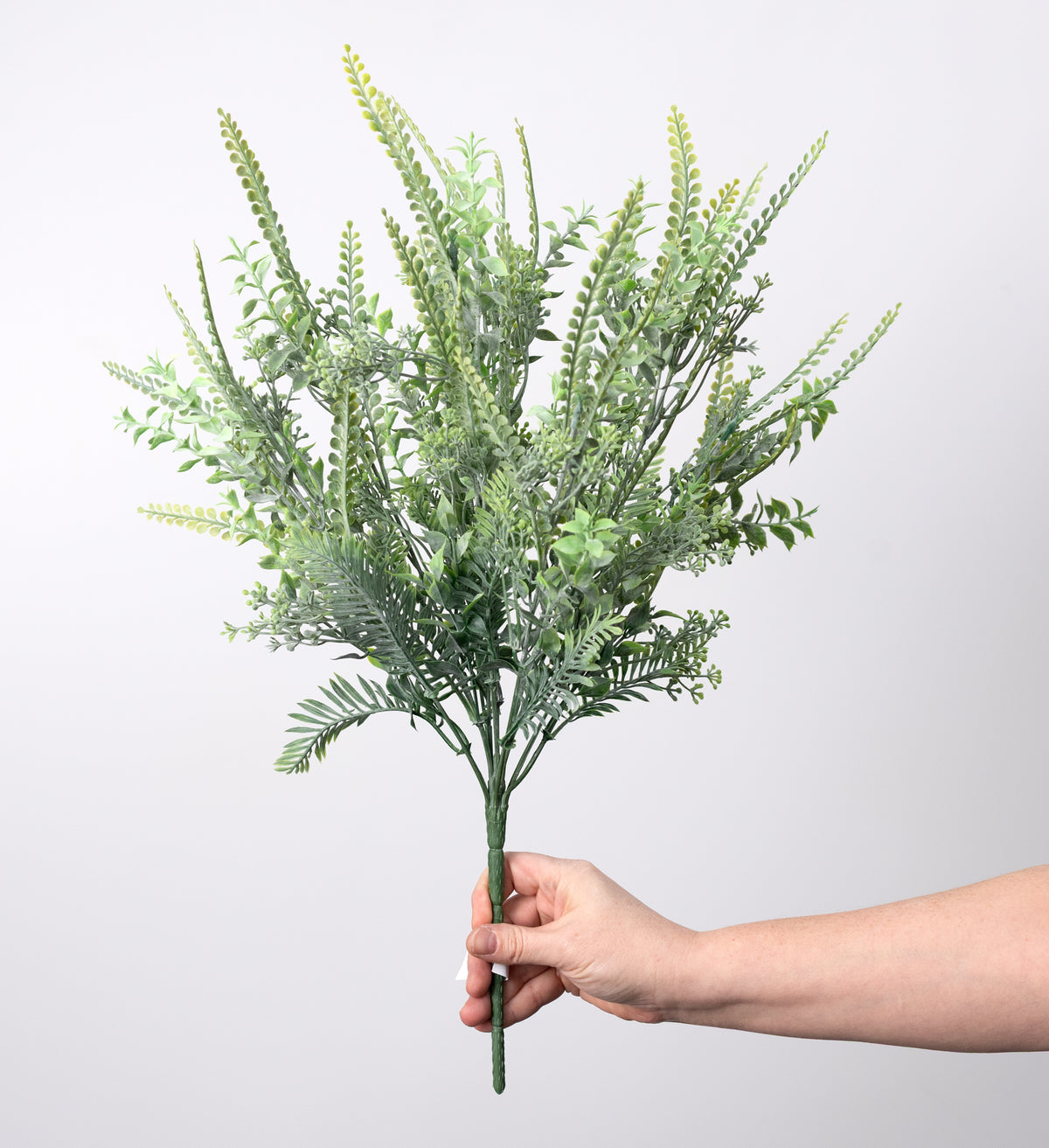 23" Mixed Button Fern & Greenery Bush: Dusty Green (12 Stem)