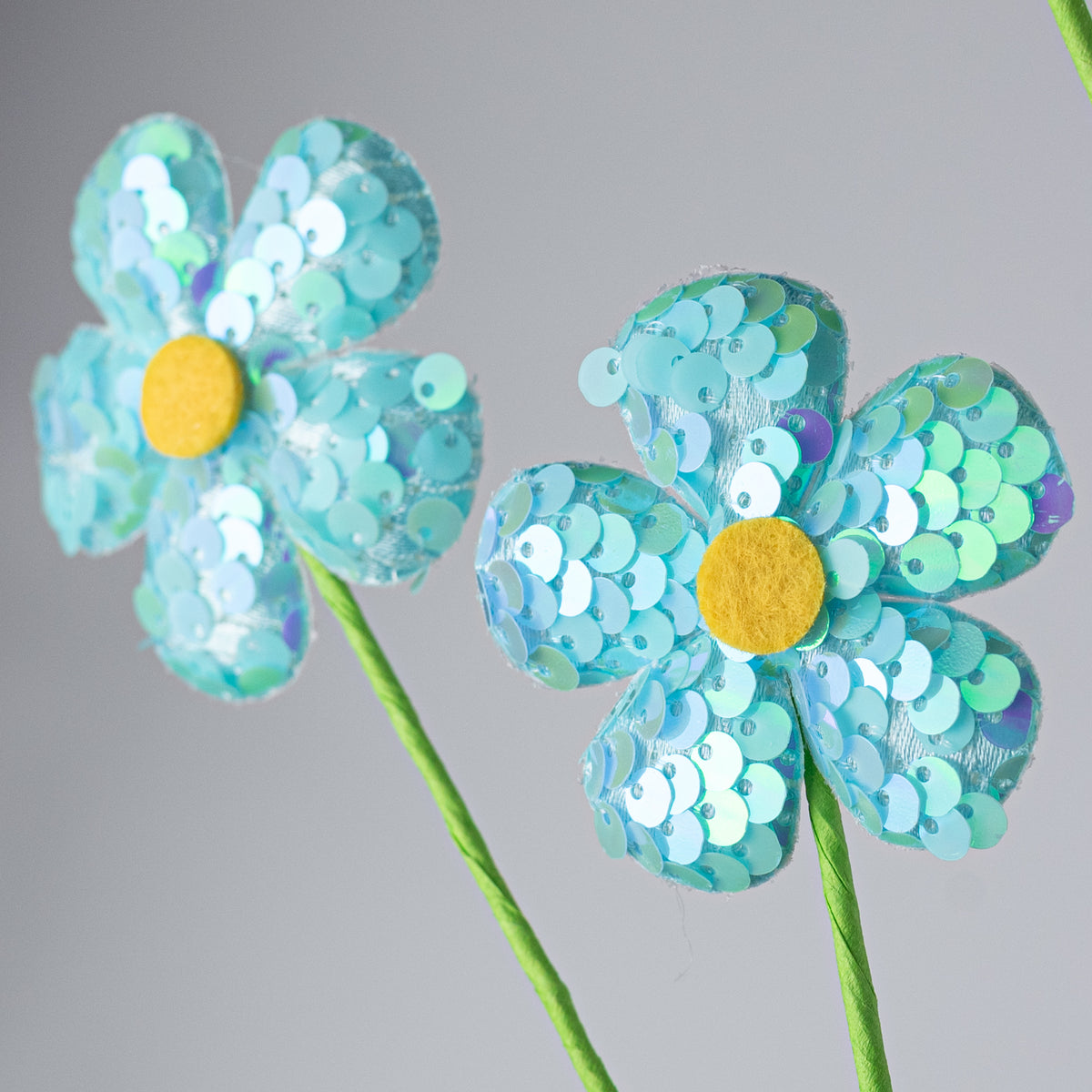 27" Sequin Daisies Spray: Blue