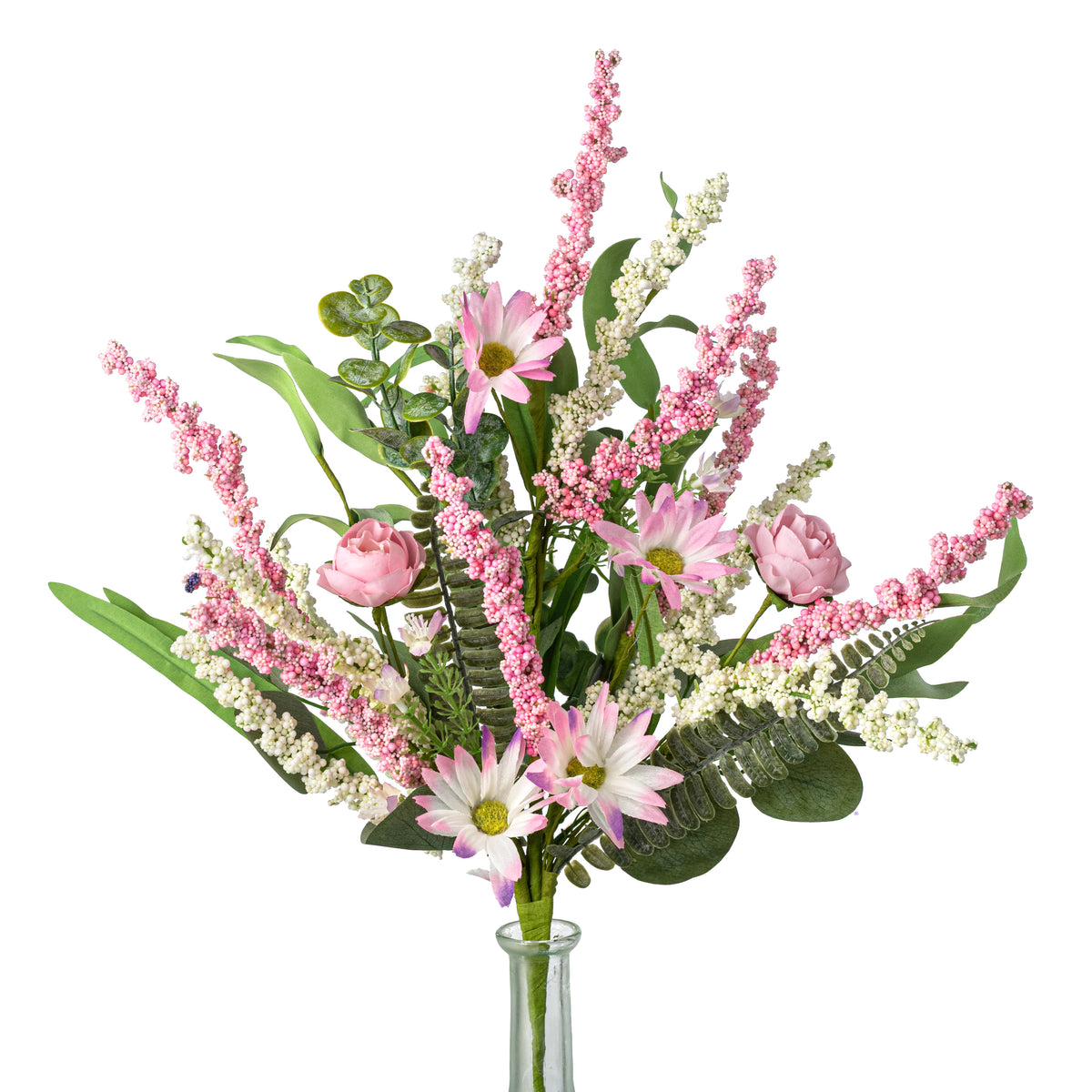18" Mixed Heather & Daisy Bush: Pink