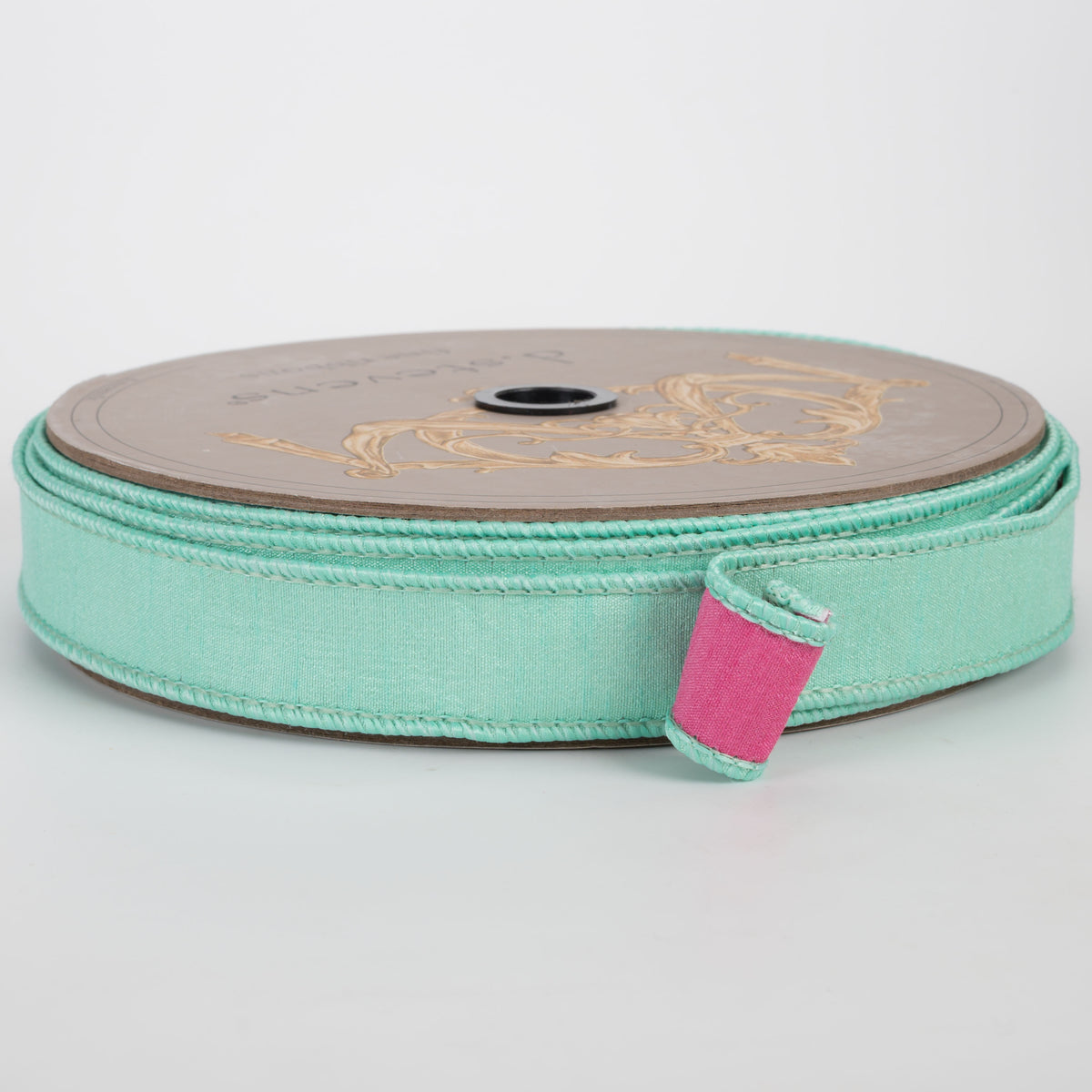 [D Stevens] 1" Double Sided Dupioni Ribbon: Petal Pink & Aqua Blue (25 Yards)