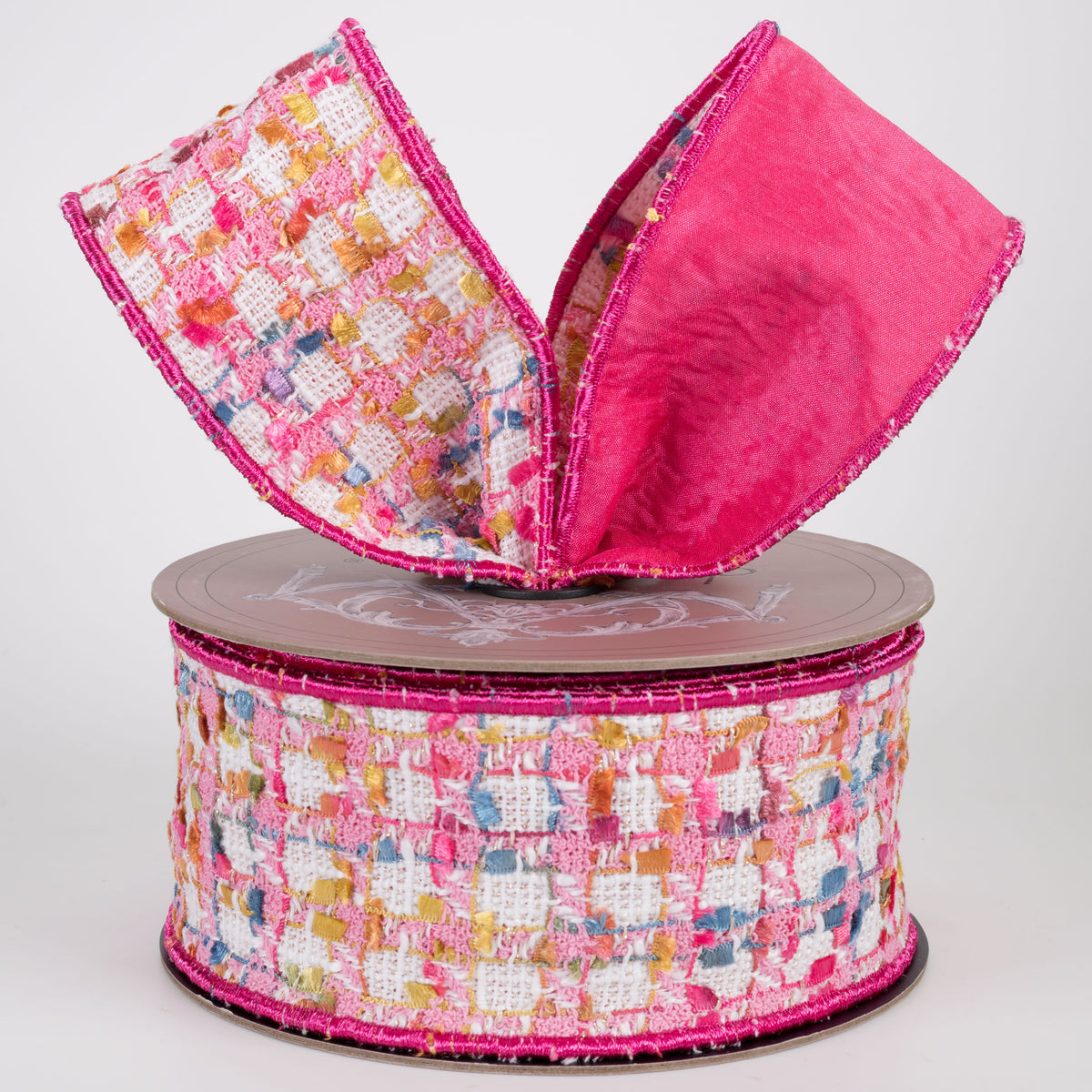 [D Stevens] 2.5" Boucle & Dupioni Ribbon: Pink (10 Yards)