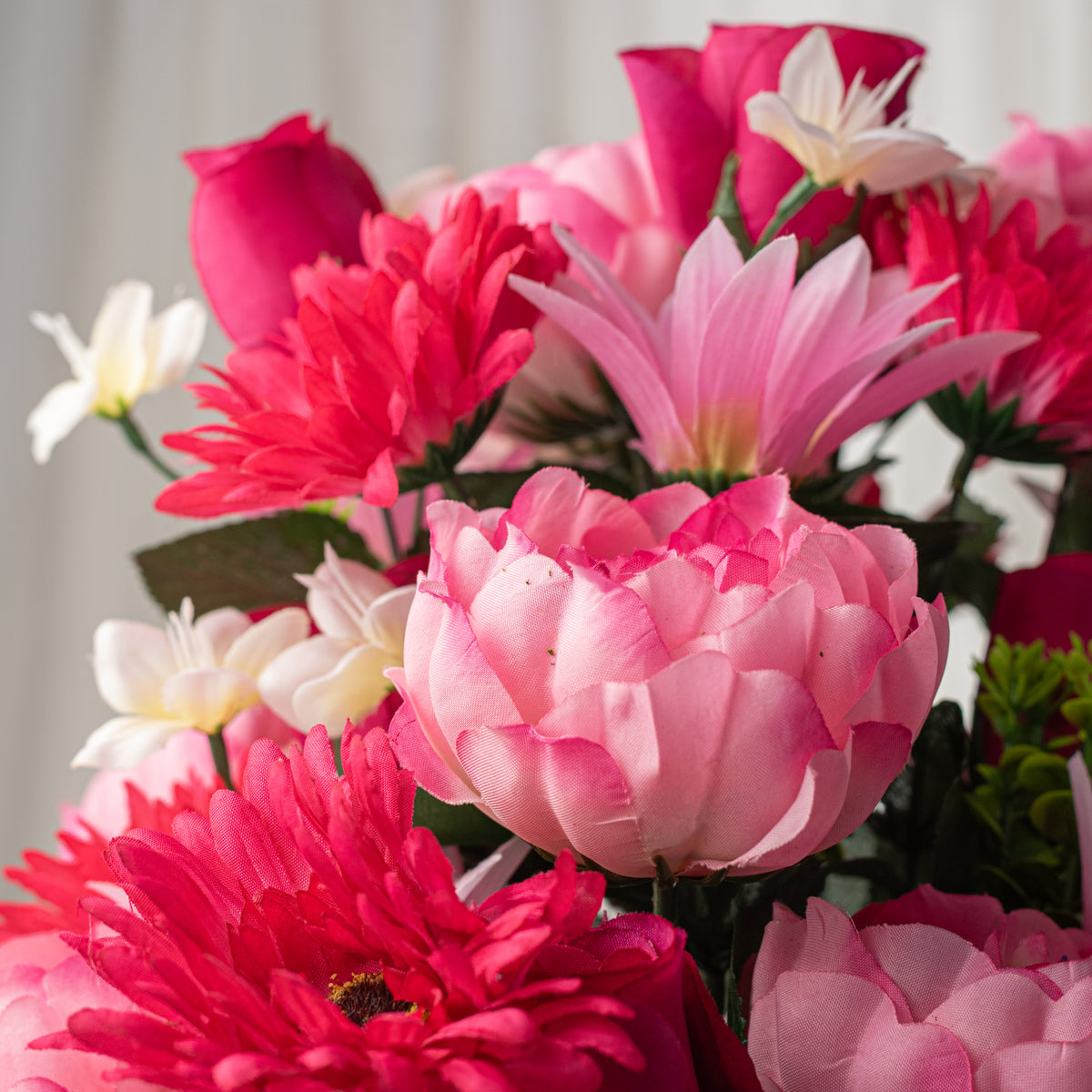 26" Peony, Gerbera Daisy, Rose Bud Bush: Beauty & Pink