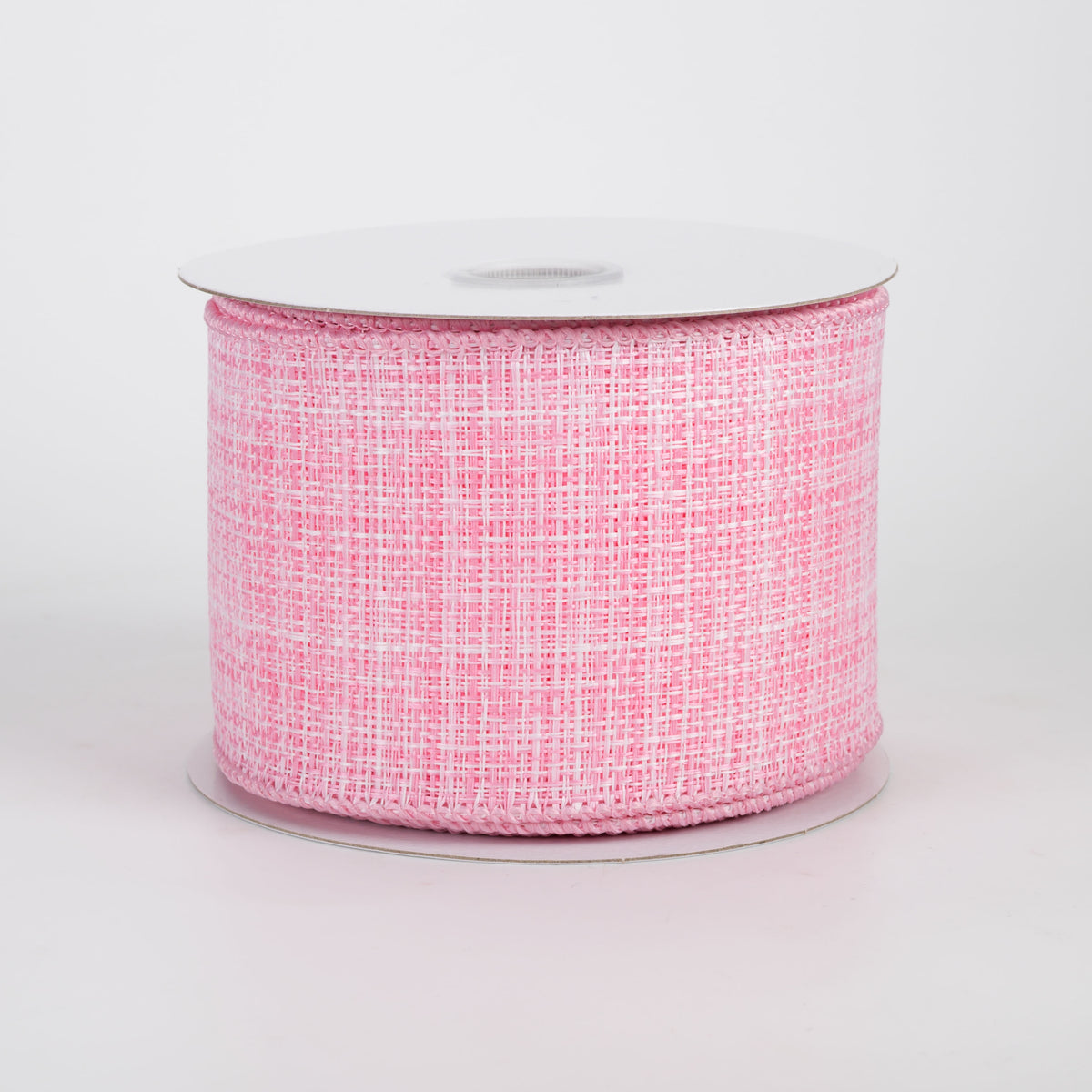 2.5" Two-Tone Tweed Ribbon: Pink & White (10 Yards)