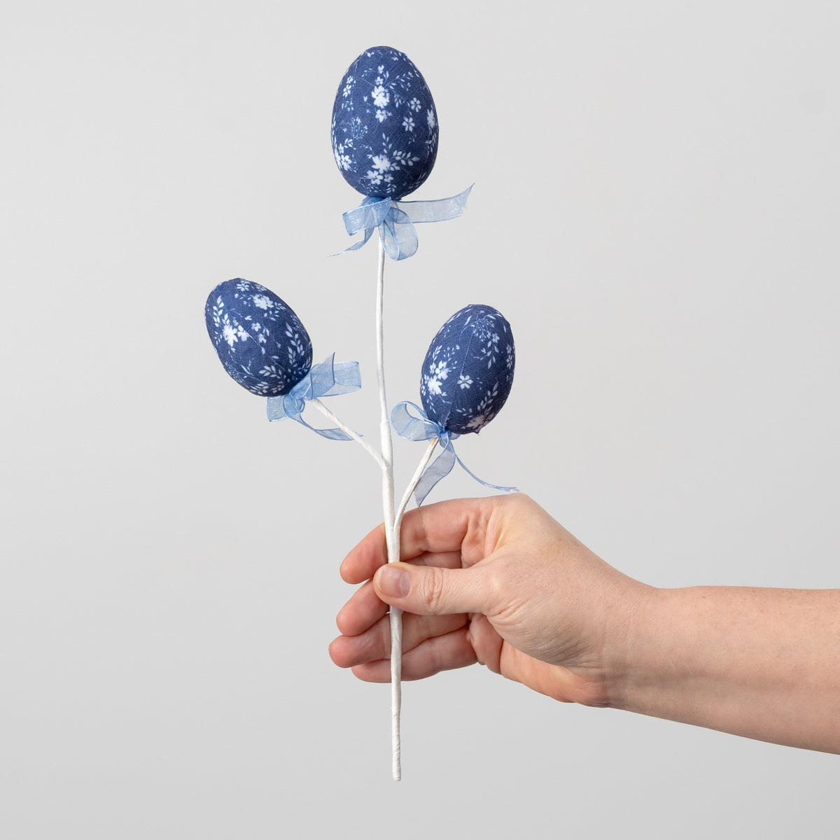 12" Chinoiserie Easter Eggs Pick: Dark Navy Blue & White