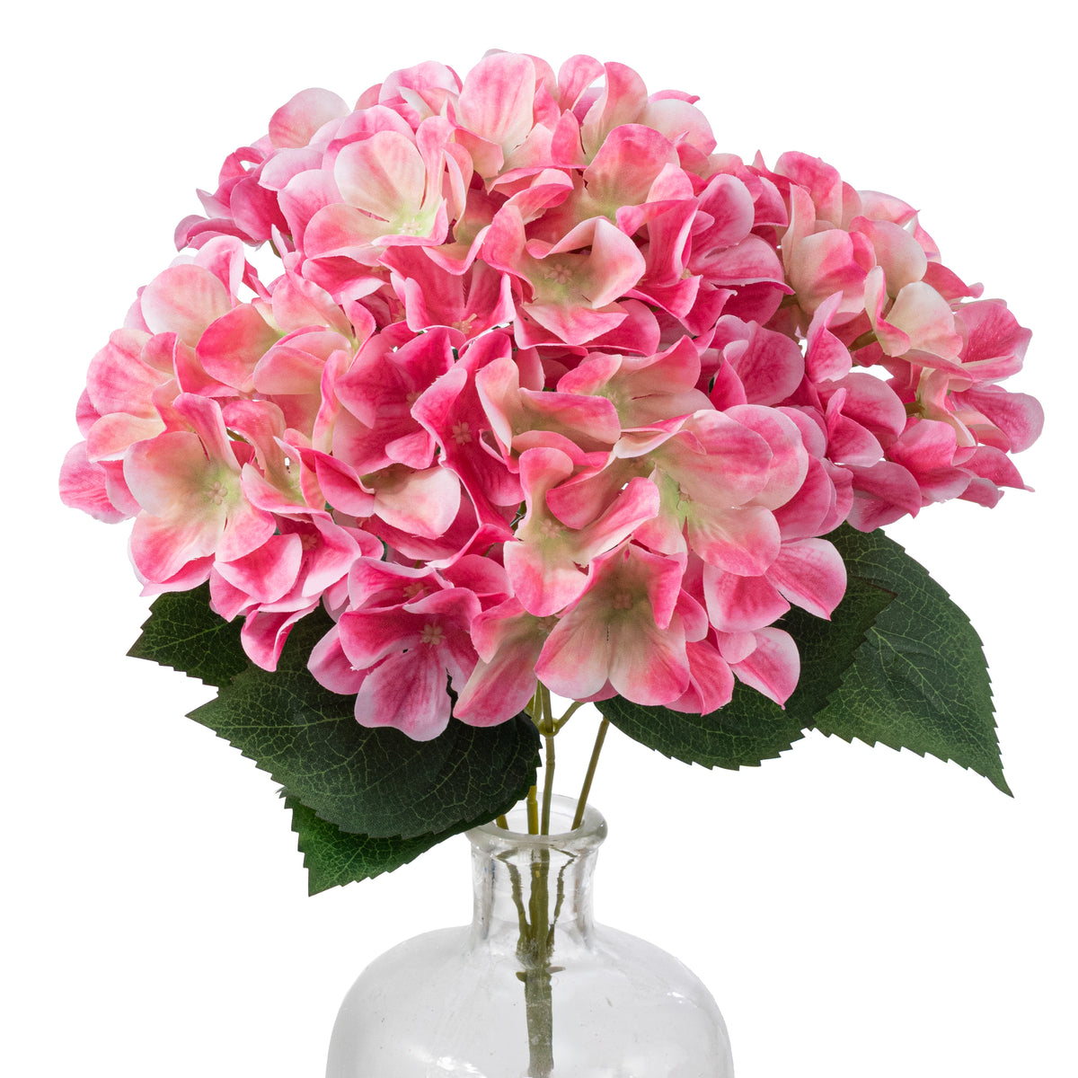 16" Fabric Hydrangea Bush: Hot Pink (5 Stem)