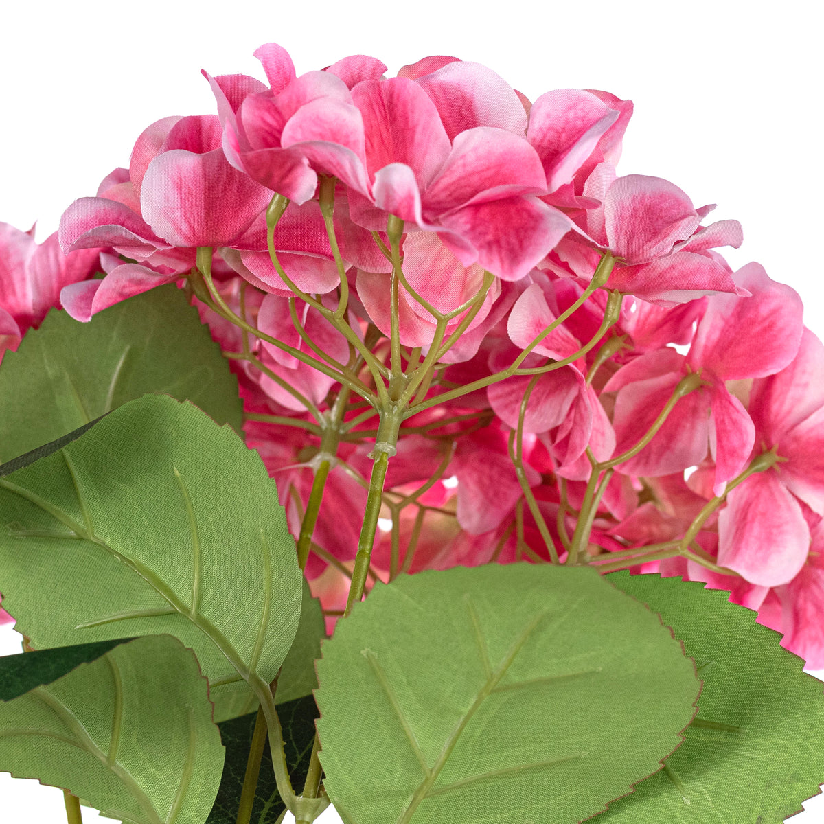 16" Fabric Hydrangea Bush: Hot Pink (5 Stem)