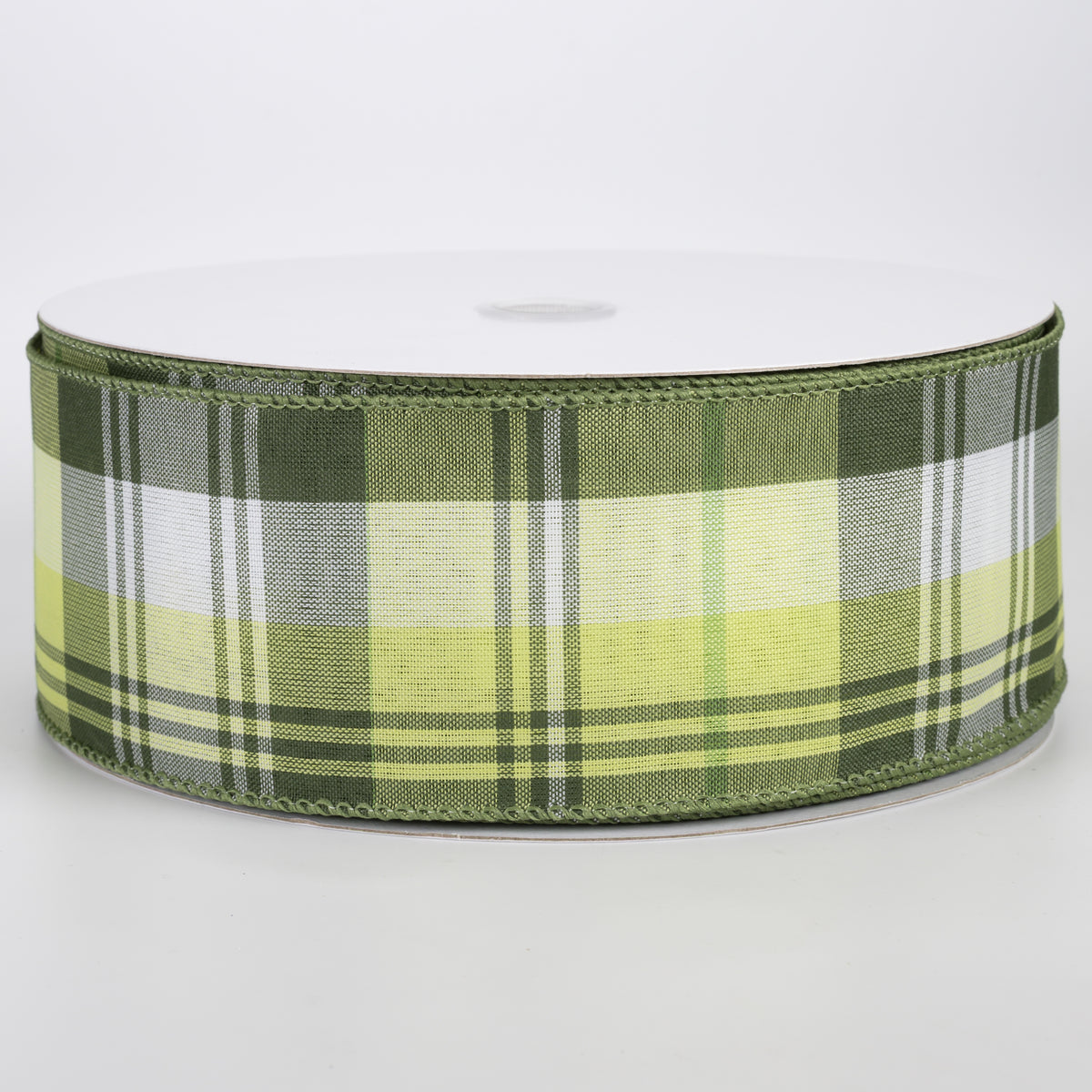 2.5" Lindy Plaid Ribbon: Shades of Green (50 Yards)