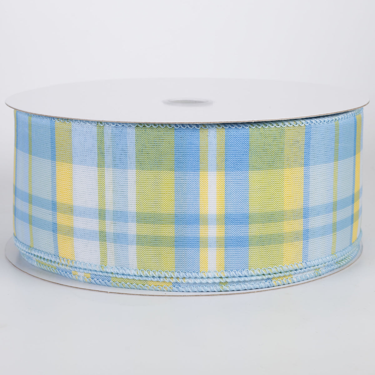 2.5" Posey Plaid Ribbon: Baby Blue, Yellow & Sage (50 Yards)