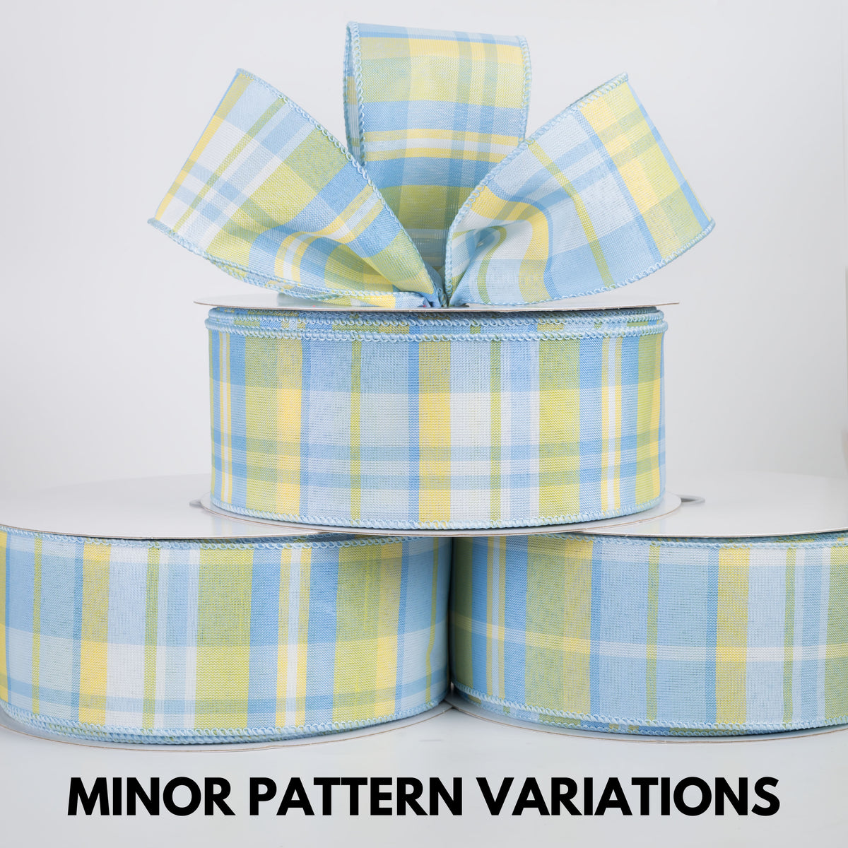 2.5" Posey Plaid Ribbon: Baby Blue, Yellow & Sage (50 Yards)