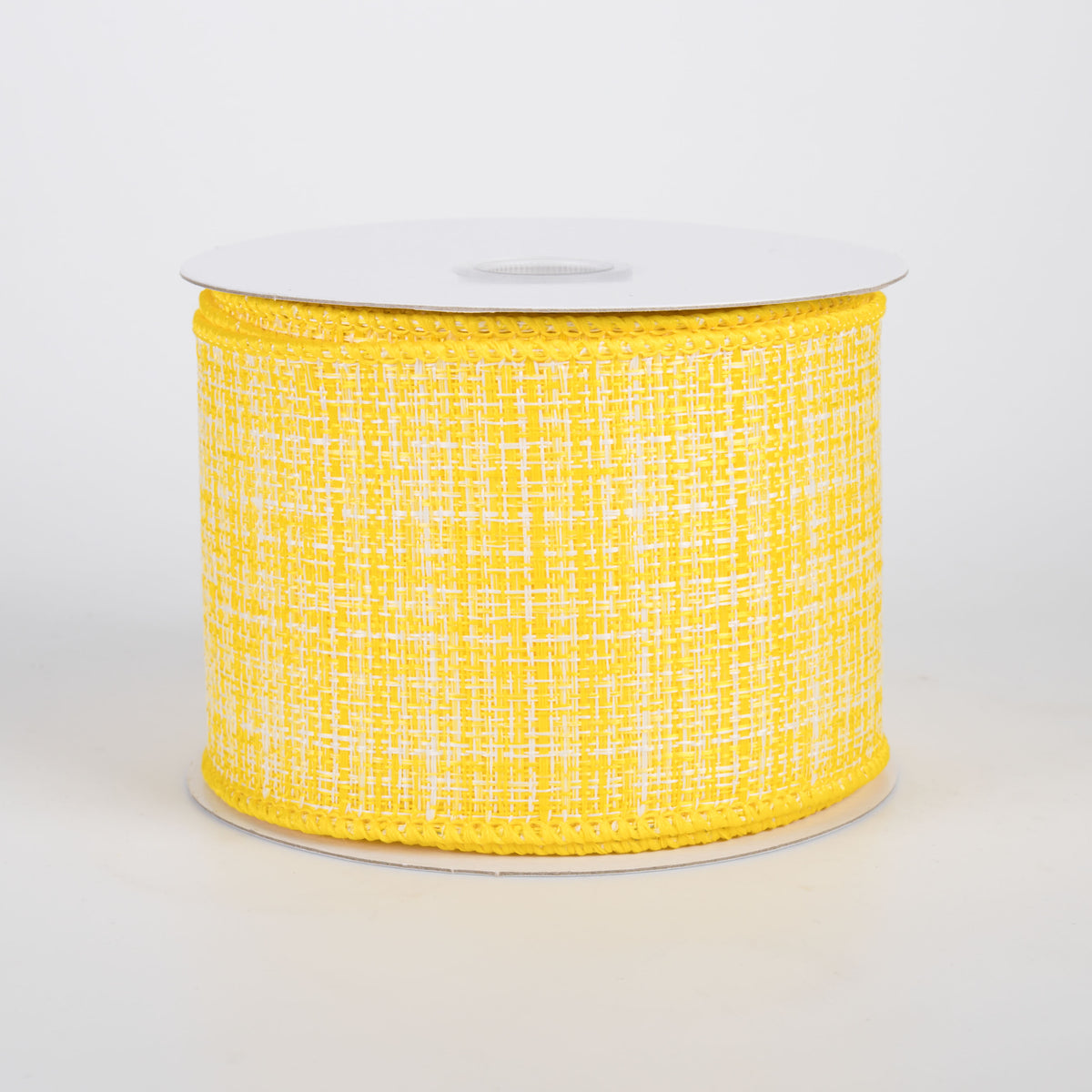 2.5" Two-Tone Tweed Ribbon: Yellow & White (10 Yards)