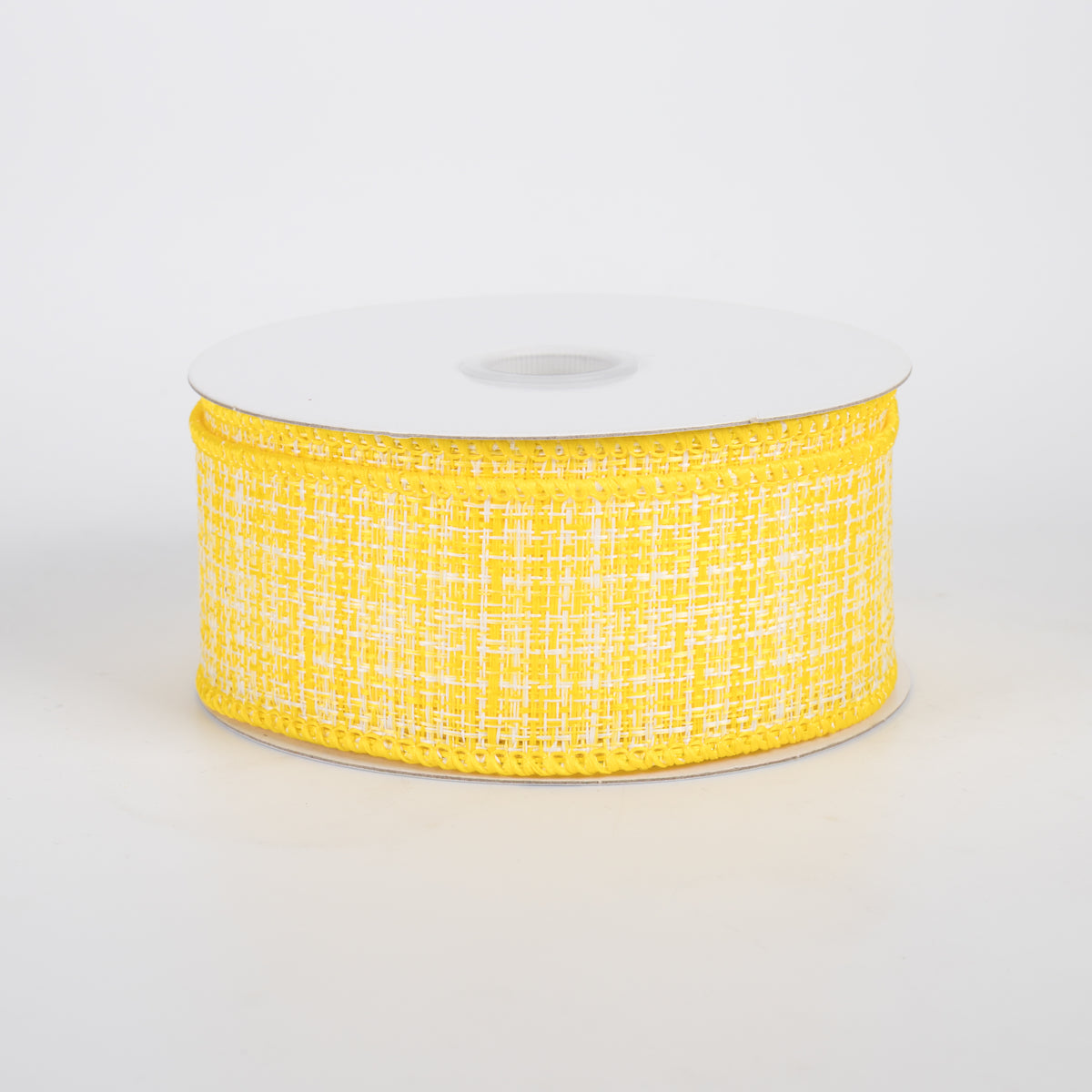 1.5" Two-Tone Tweed Ribbon: Yellow & White (10 Yards)