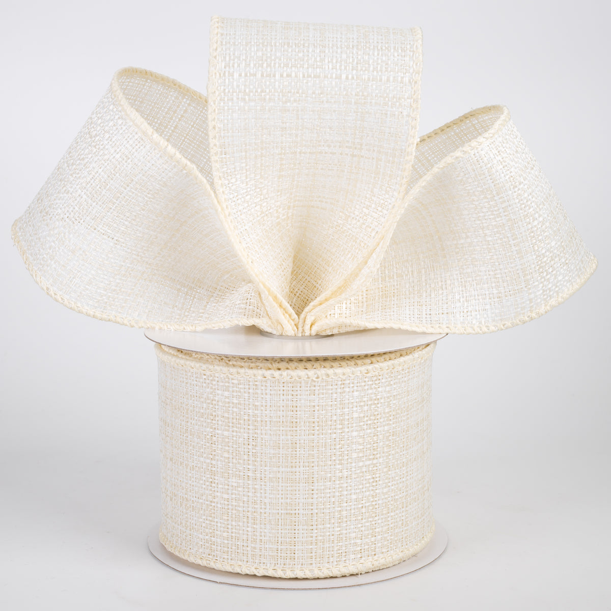 2.5" Two-Tone Tweed Ribbon: Ivory & Tan (10 Yards)