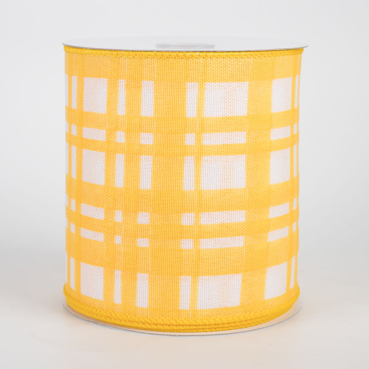 4" Watercolor Tuttola Plaid Ribbon: Yellow (10 Yards)