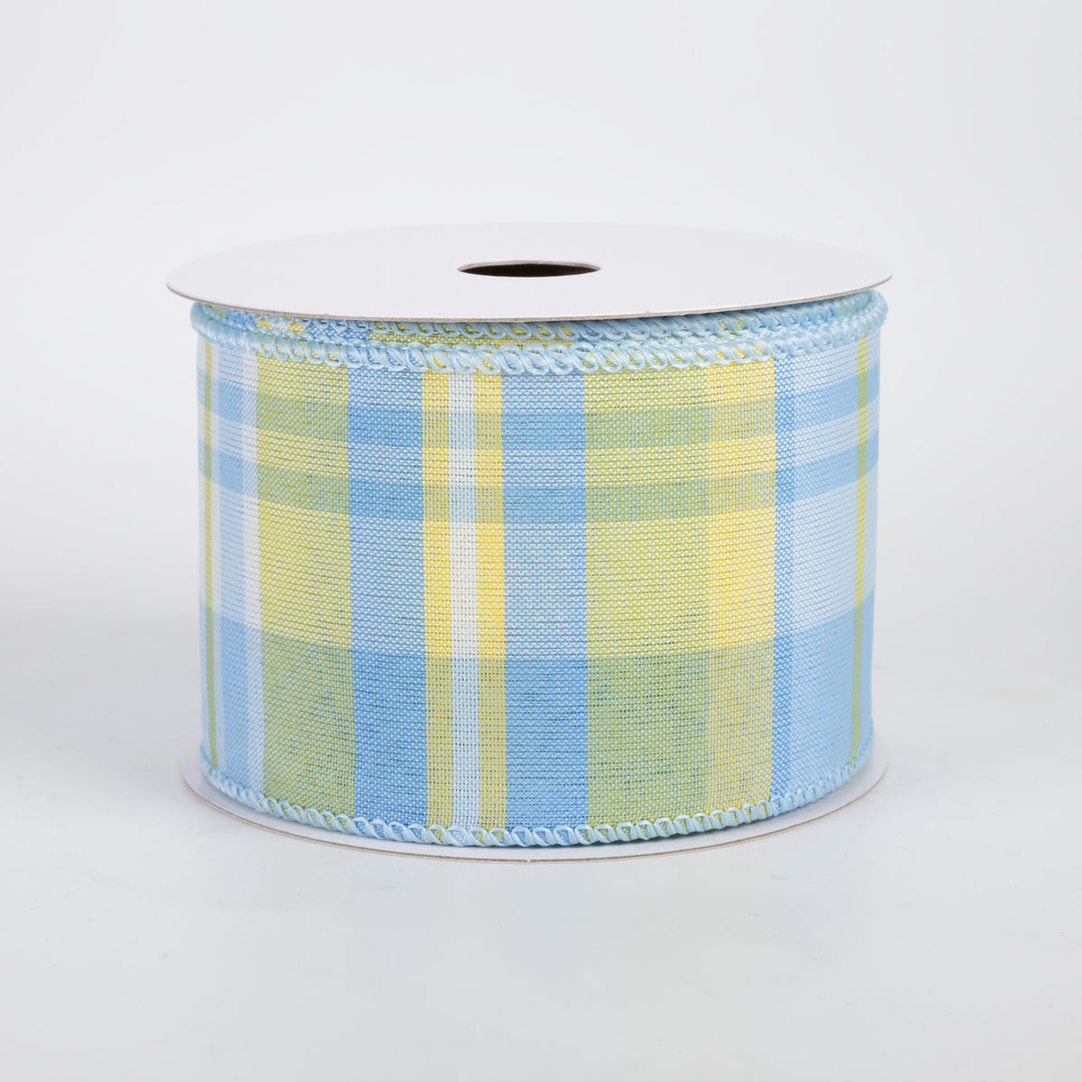 2.5" Posey Plaid Ribbon: Baby Blue, Yellow & Sage (10 Yards)