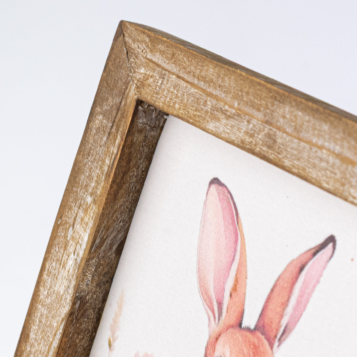 8" Square Framed Wooden Sign: Easter Bunny & Eggs