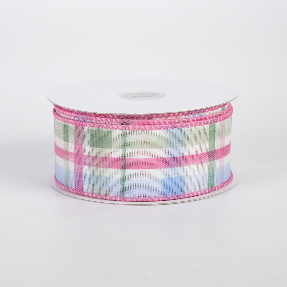 1.5" Watercolor Tuttola Plaid Ribbon: Sage Spring (10 Yards)