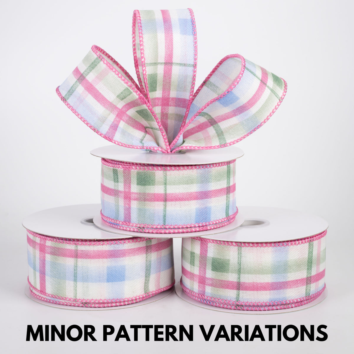 1.5" Watercolor Tuttola Plaid Ribbon: Sage Spring (10 Yards)