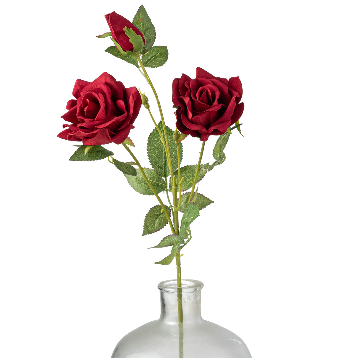 24" Luxe Velvet Roses Spray: Red