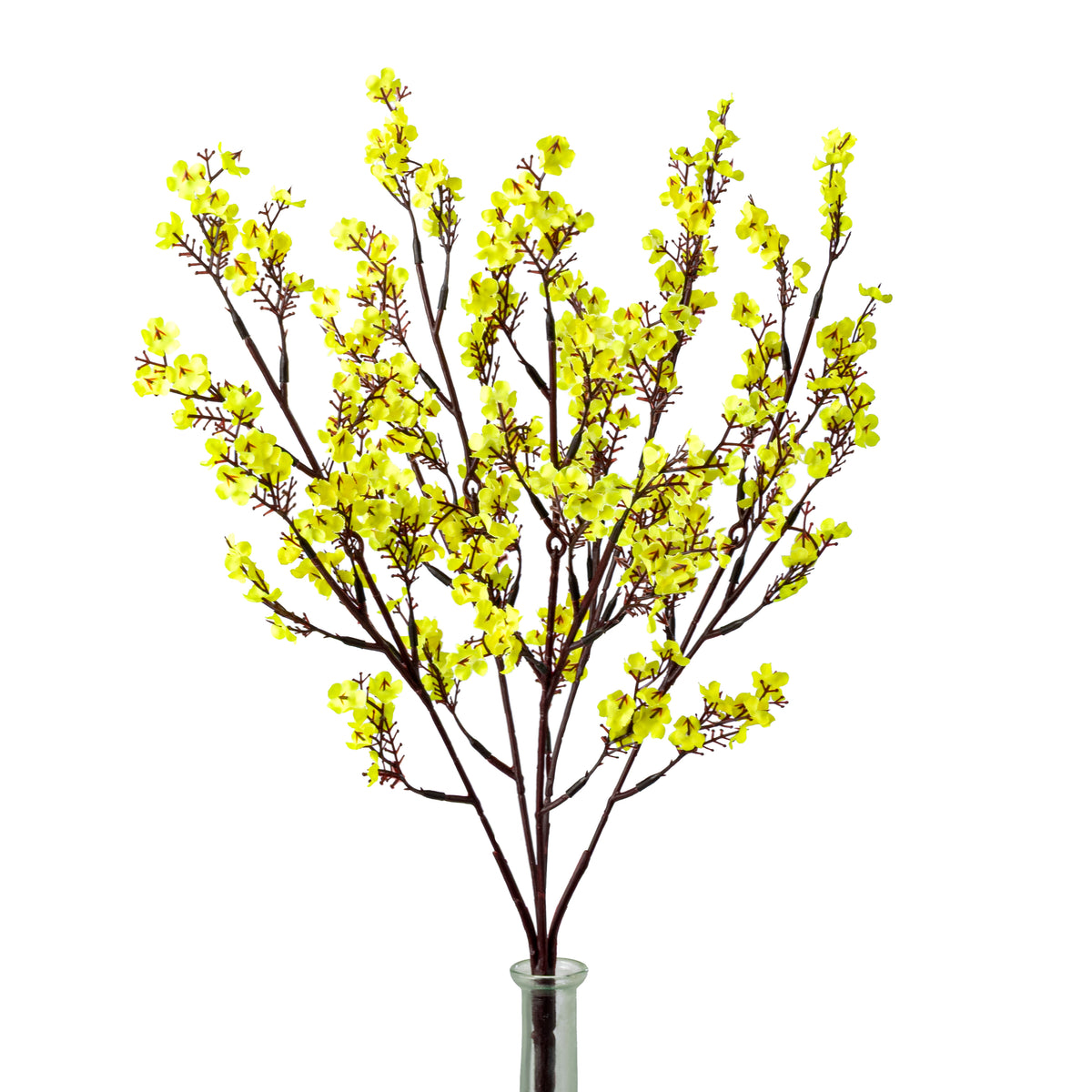 20" Artificial Plum Blossom Bush: Yellow (5 Stem)