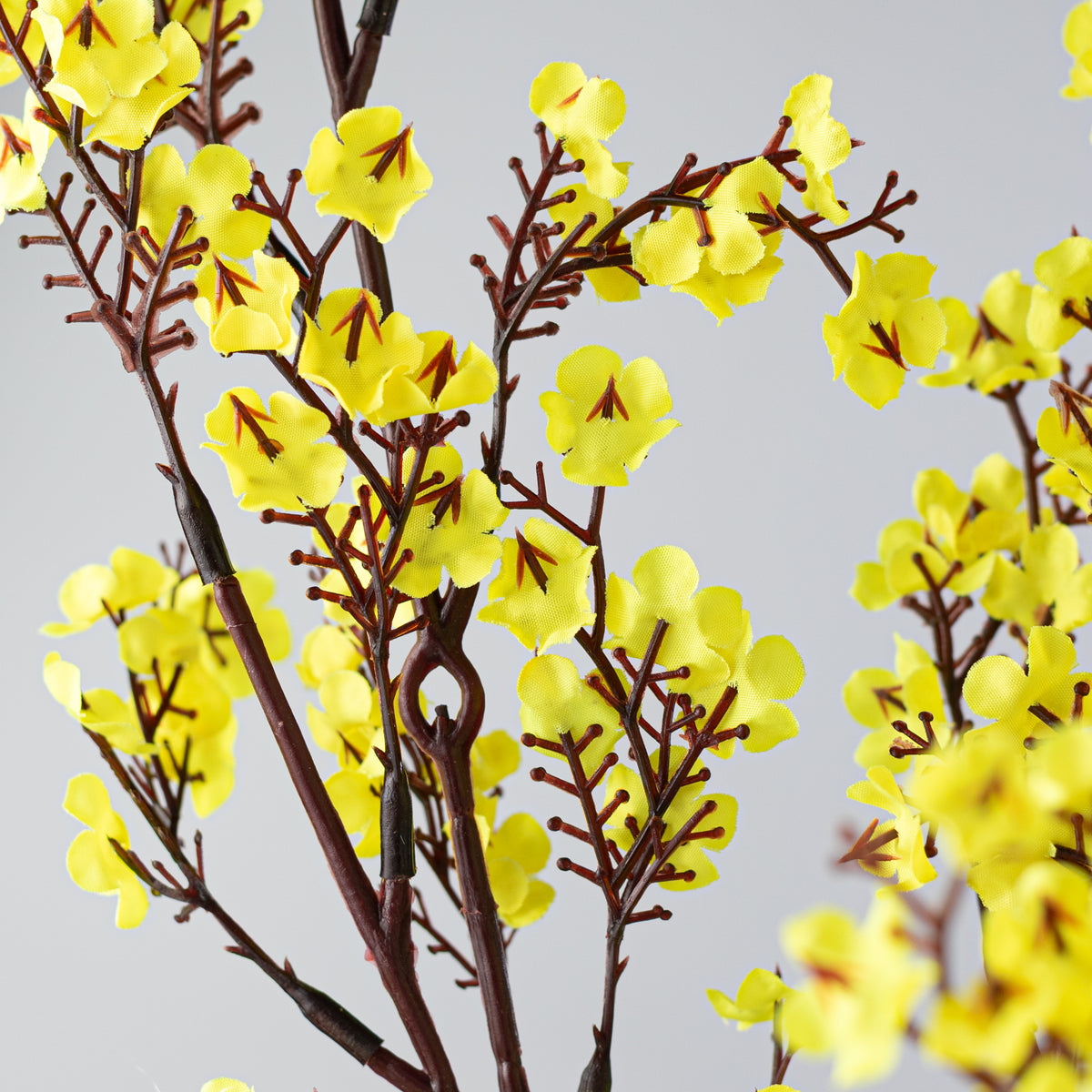 20" Artificial Plum Blossom Bush: Yellow (5 Stem)