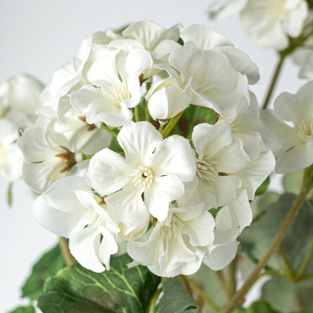 18" Artificial Geranium Bush: White (7 Stem)
