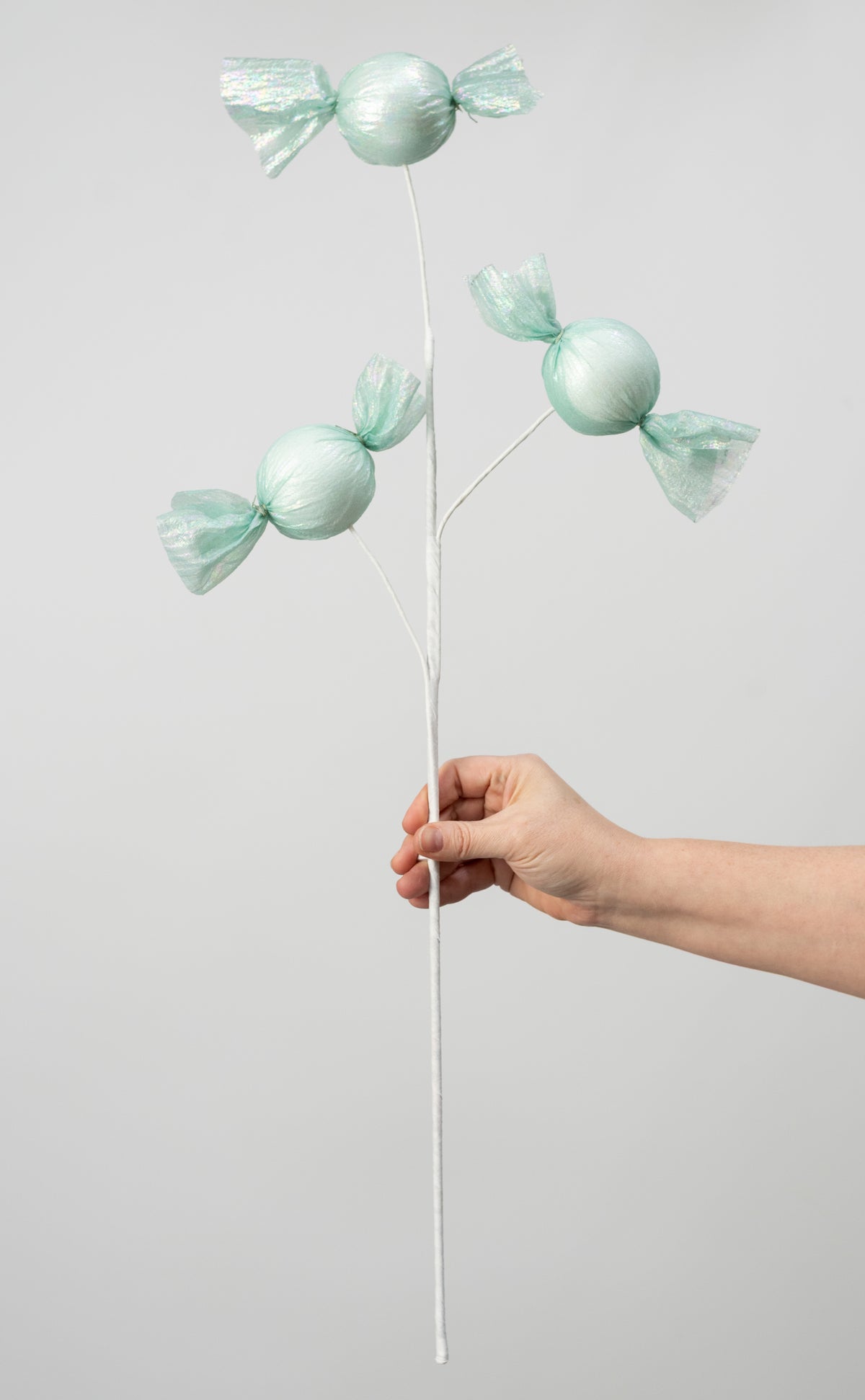 27" Iridescent Fabric Wrapped Candy Spray: Mint Blue