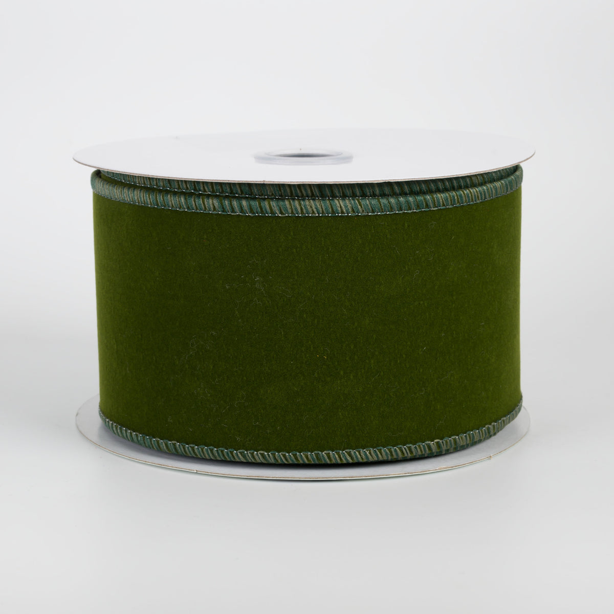2.5" Wired Velvet Ribbon: Dark Moss Green (10 Yards)