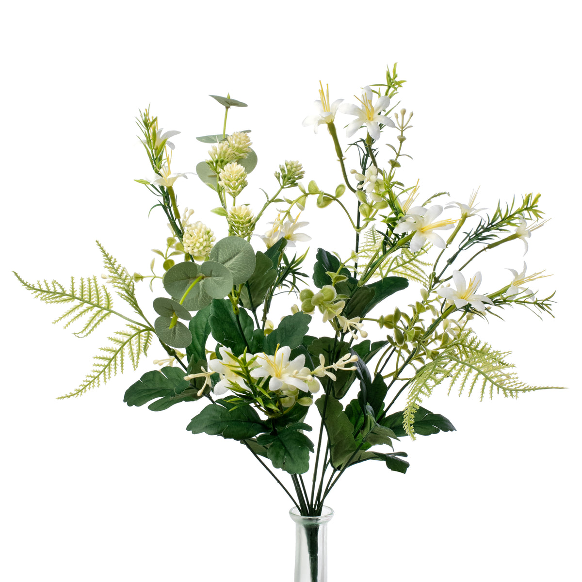 19" Plastic Mixed Sedum Flower Bush: Cream (12 Stem)
