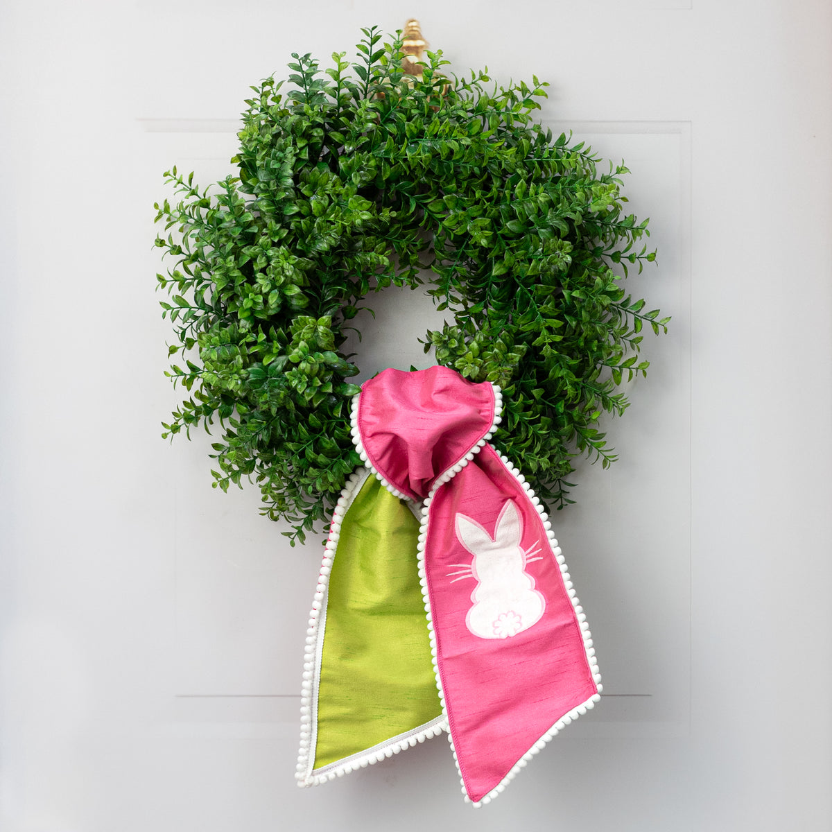 54" Wired Bunny Wreath Sash: Pink & Green