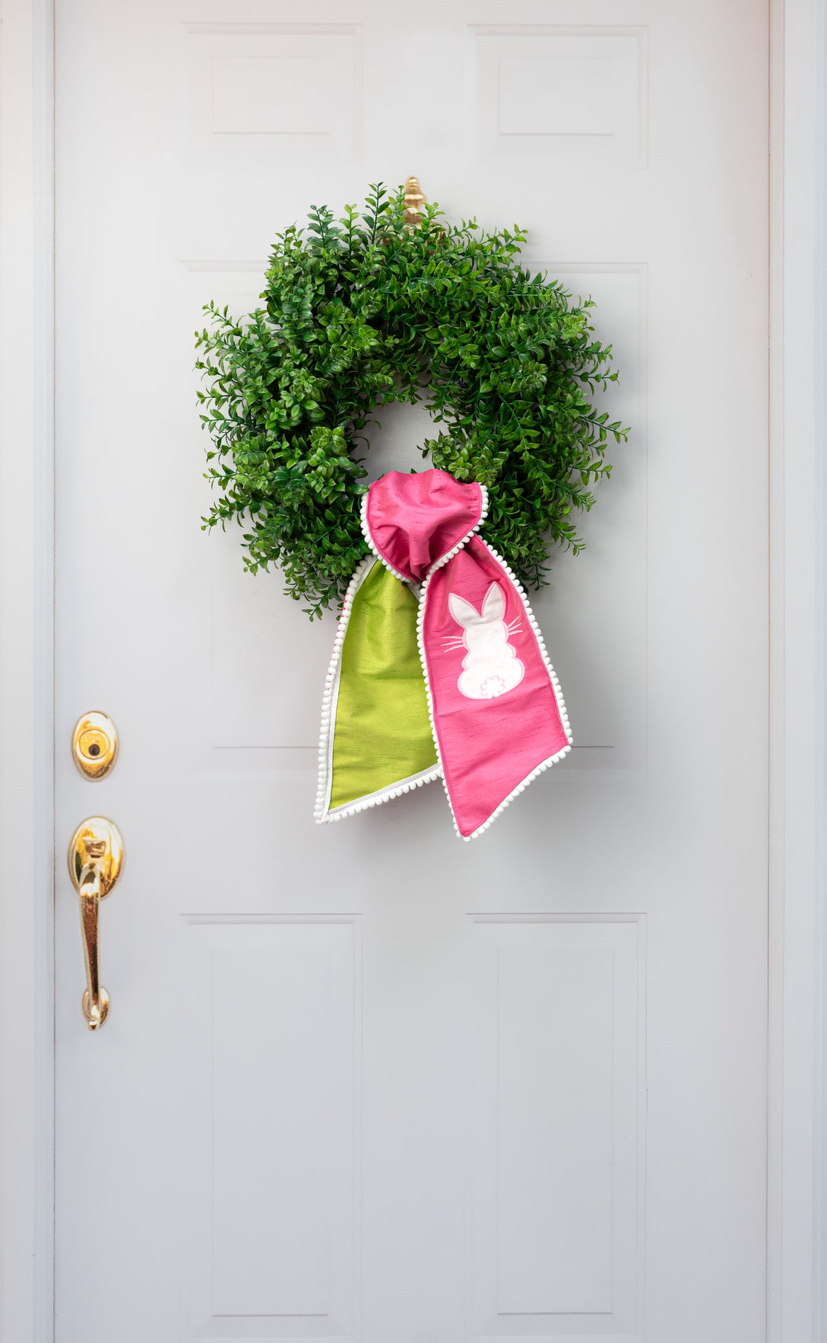 54" Wired Bunny Wreath Sash: Pink & Green