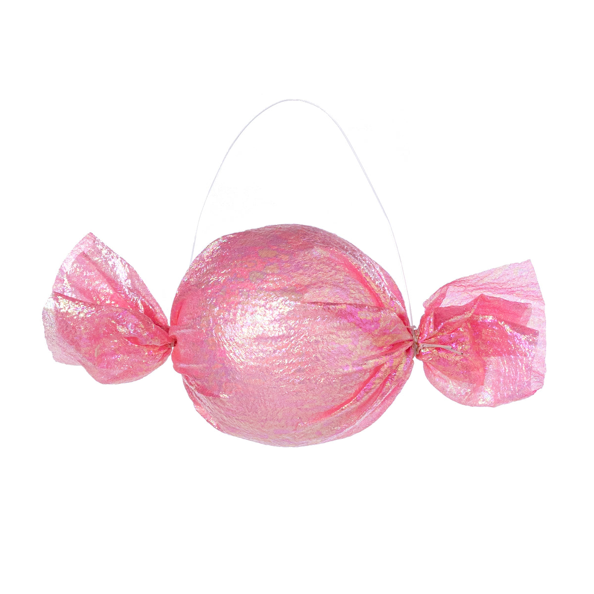 7.5" Iridescent Fabric Wrapped Candy Ornament: Pink