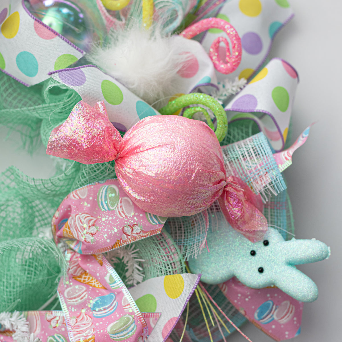 7.5" Iridescent Fabric Wrapped Candy Ornament: Pink