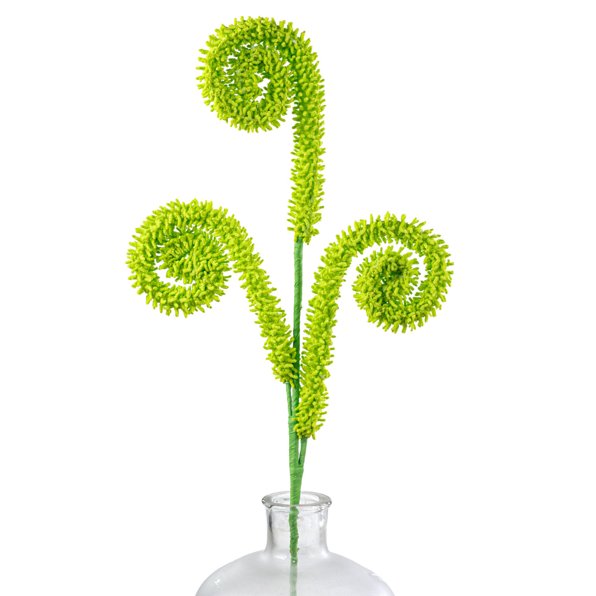 28" Fuzzy Spiral Curly Spray: Bright Lime Green
