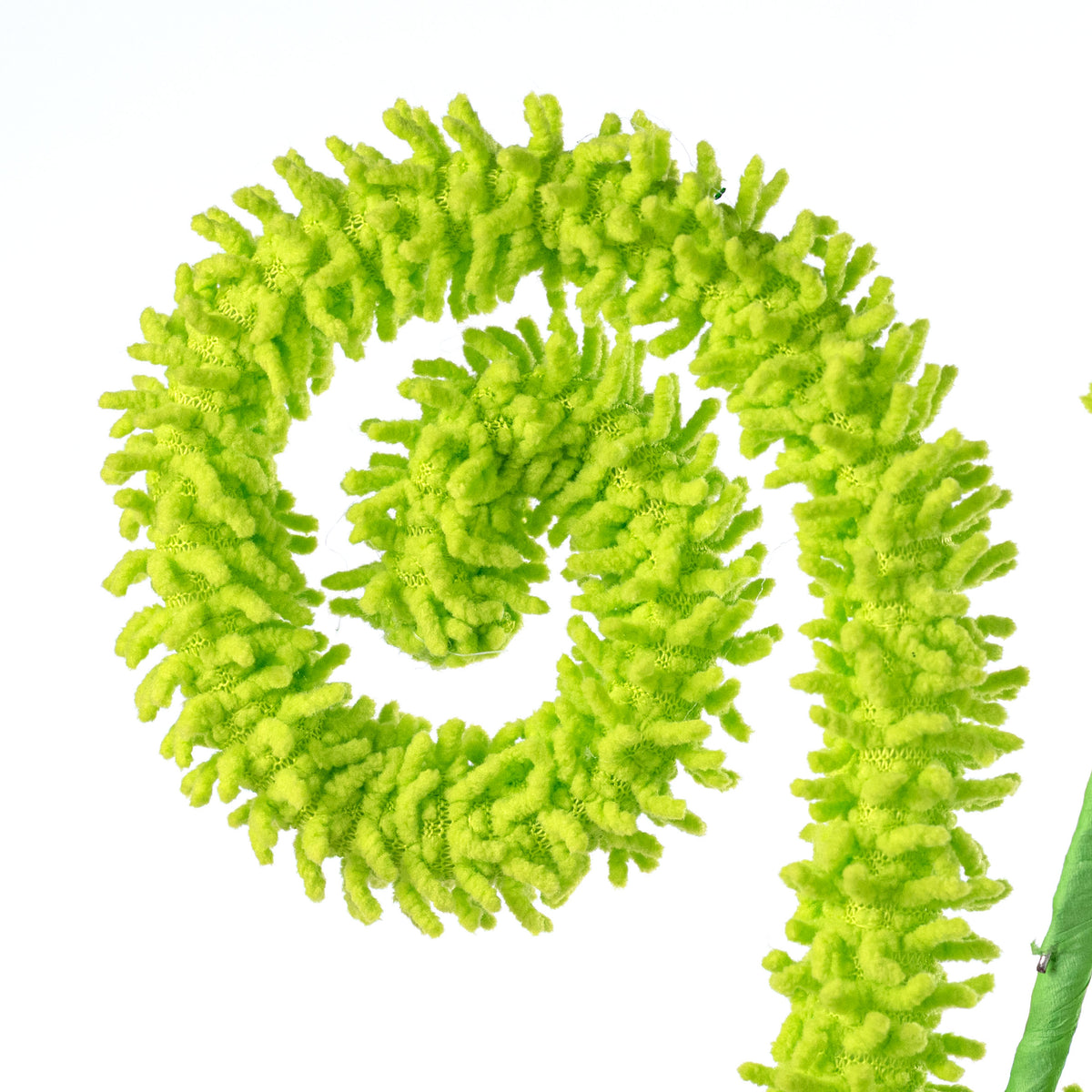 28" Fuzzy Spiral Curly Spray: Bright Lime Green