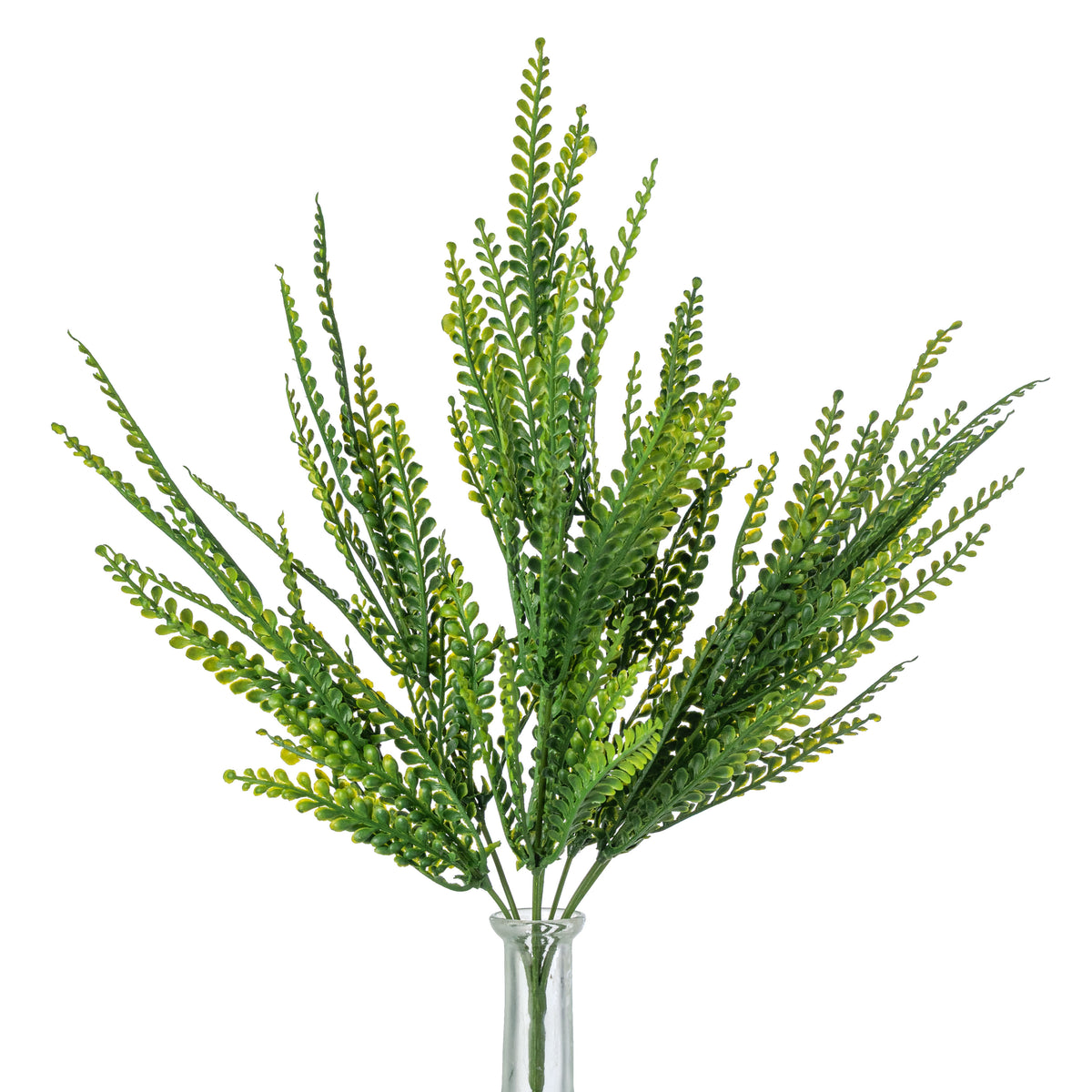 Plastic Bead Grass Button Fern Leaves Bush (7 Stem)