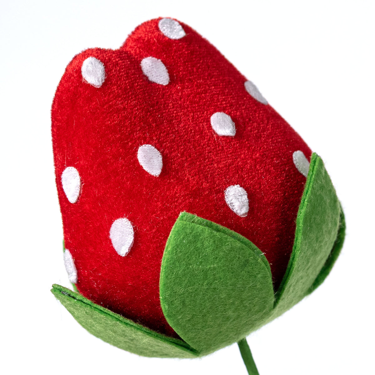 28" Velvet Oversized Strawberries Spray: Red