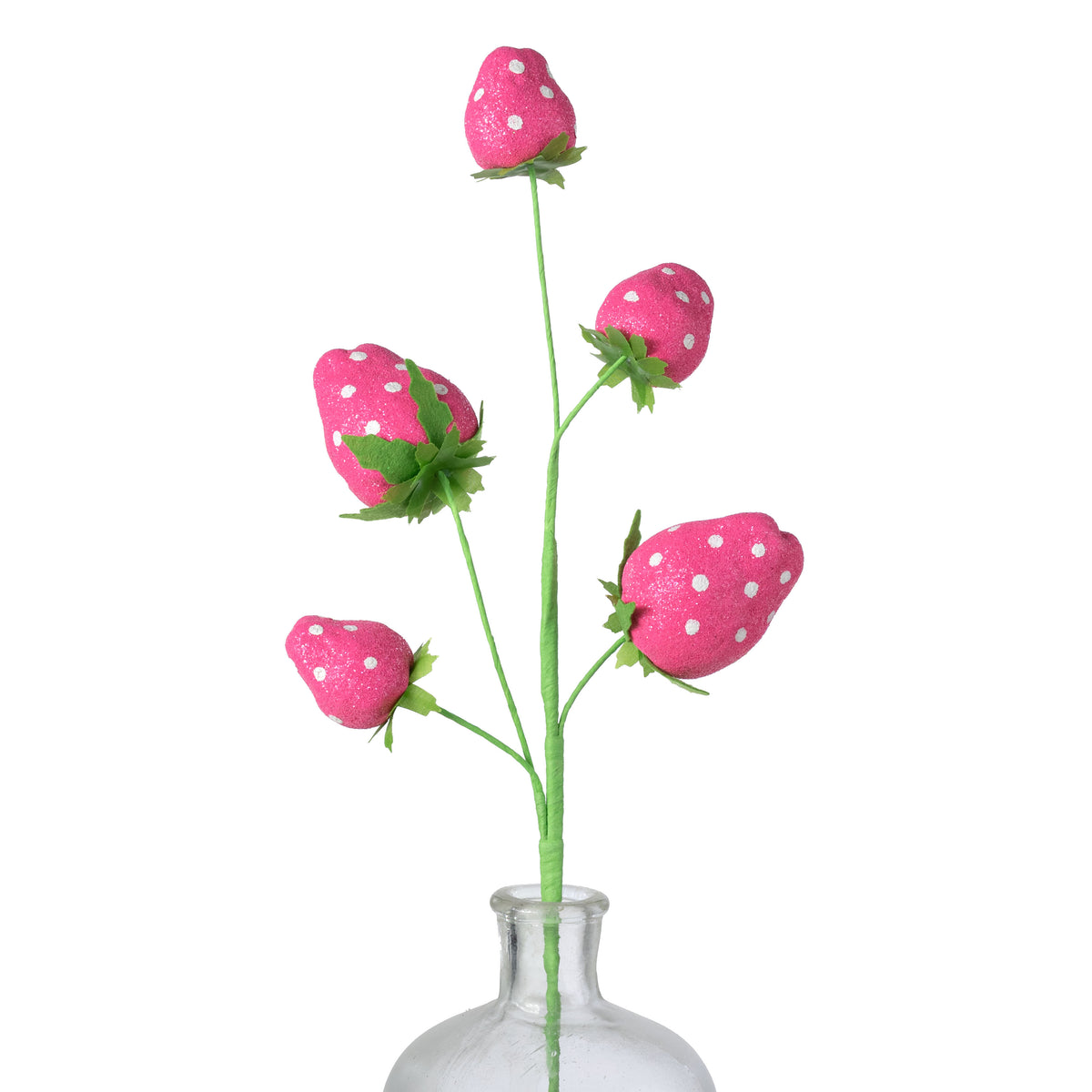 22" Polkadot Strawberries Spray: Pink Glitter