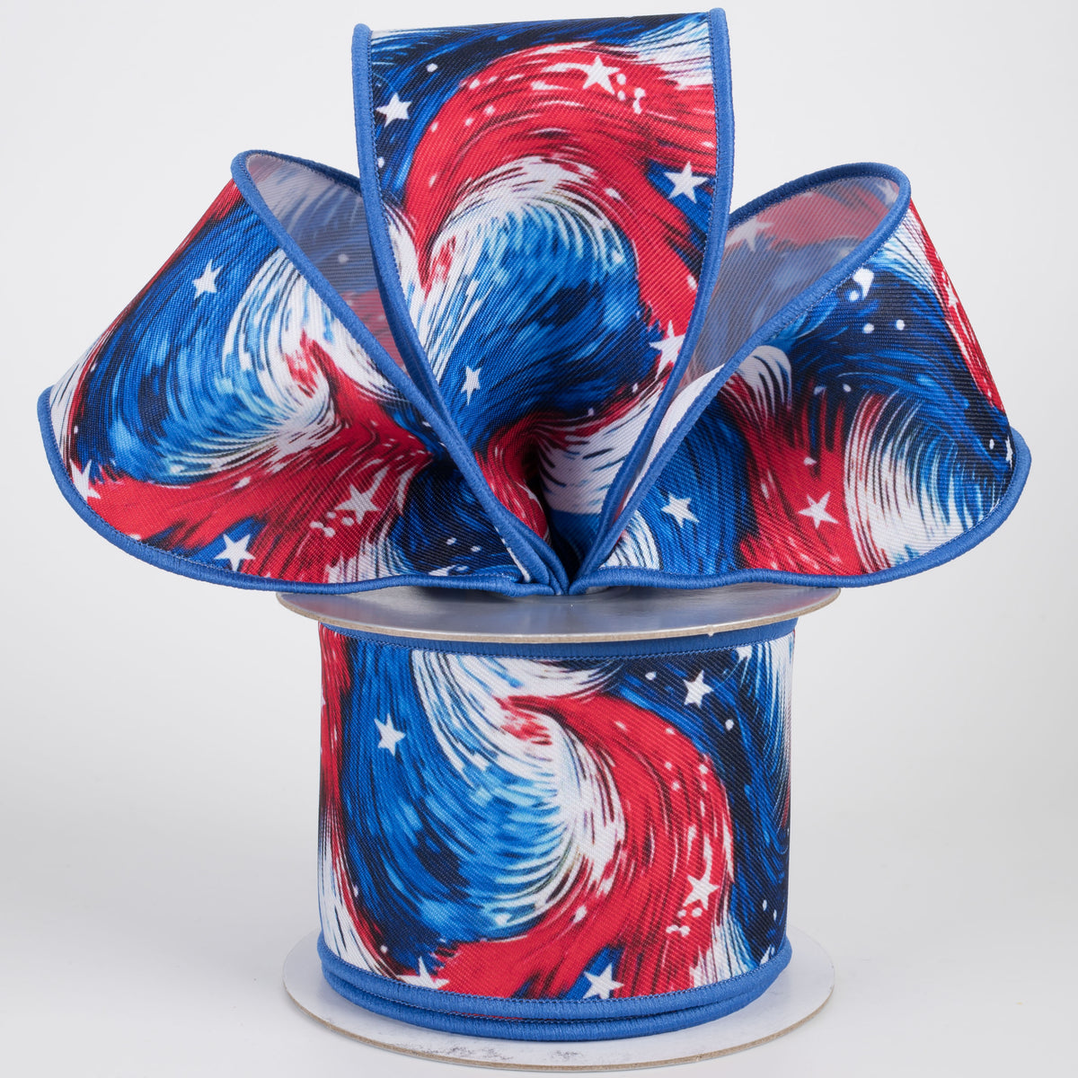 2.5" Brilliance Digital Print Stars & Stripes Swirls Ribbon (10 Yards)