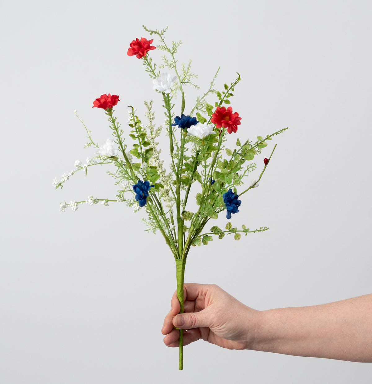 18" Fabric Wildflower Filler Pick: Red, White & Blue