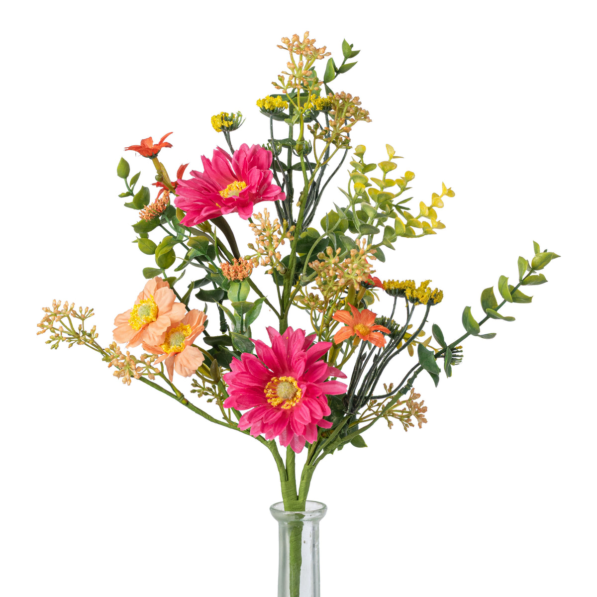 18" Daisy Filler Bush: Peach & Fuchsia