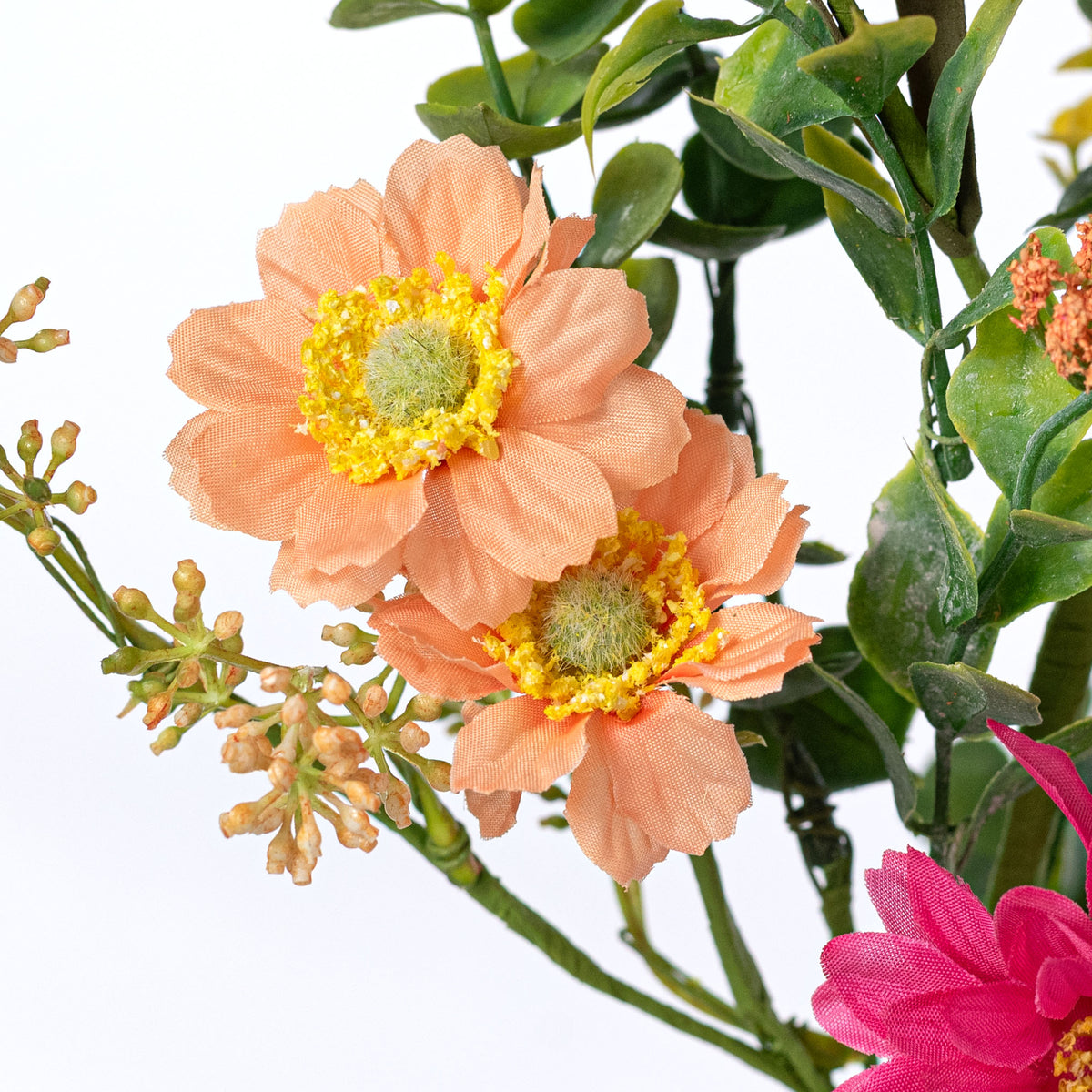 18" Daisy Filler Bush: Peach & Fuchsia