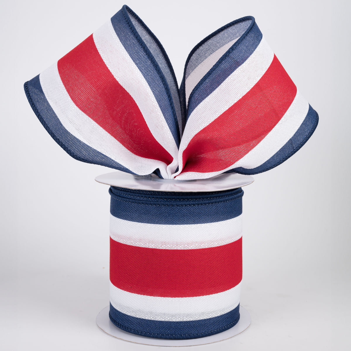 3.25" Vertical Stripes 3-in-1 Ribbon: Red, White & Navy Blue (10 Yards)