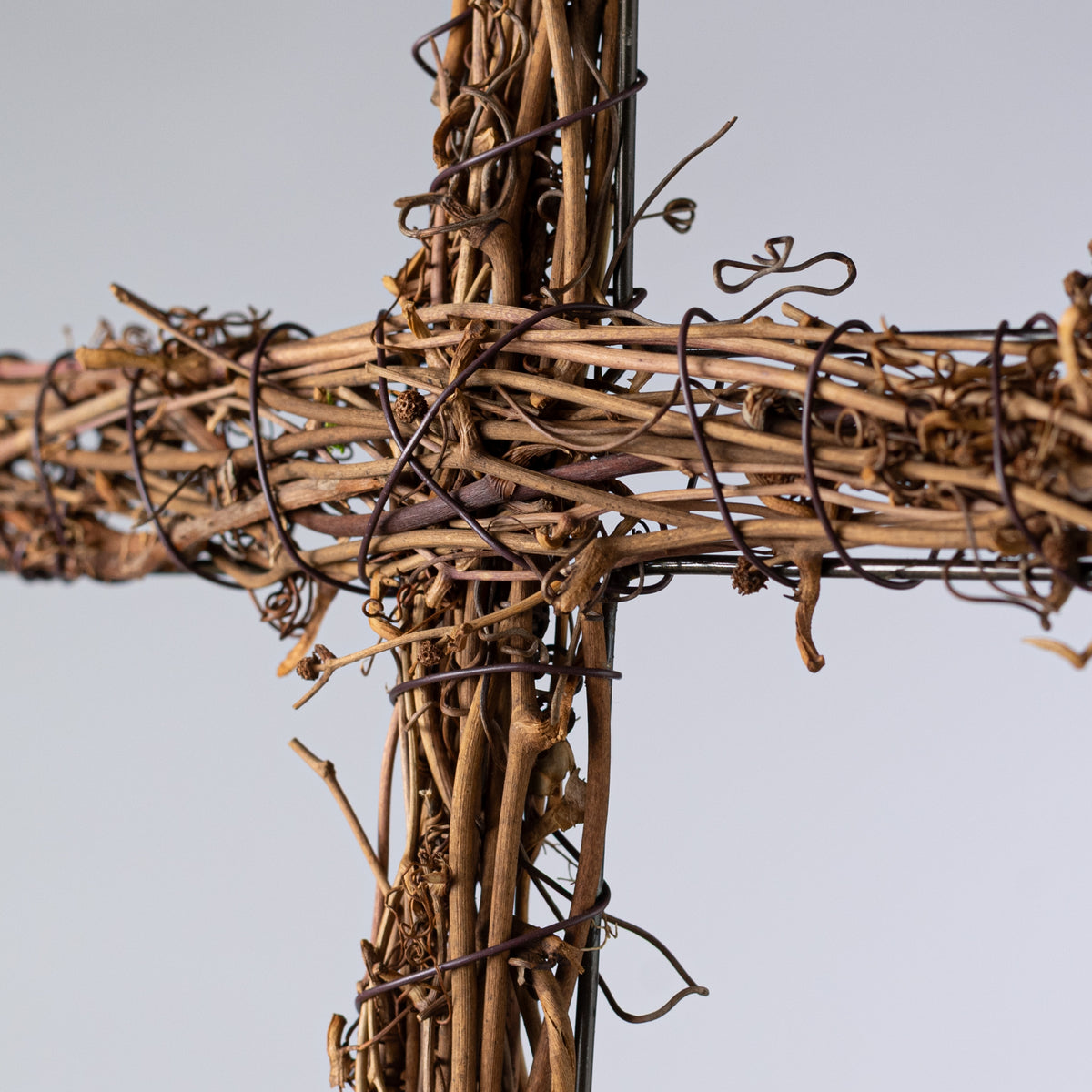 12" Rattan Twig Cross: Natural