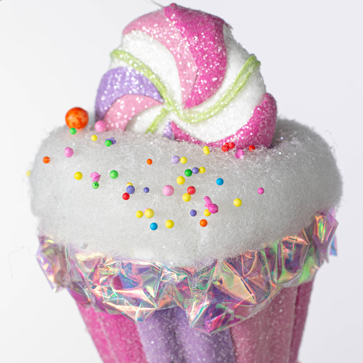 6" Iridescent Cupcake Ornament: Pastel Candy detail photo 4