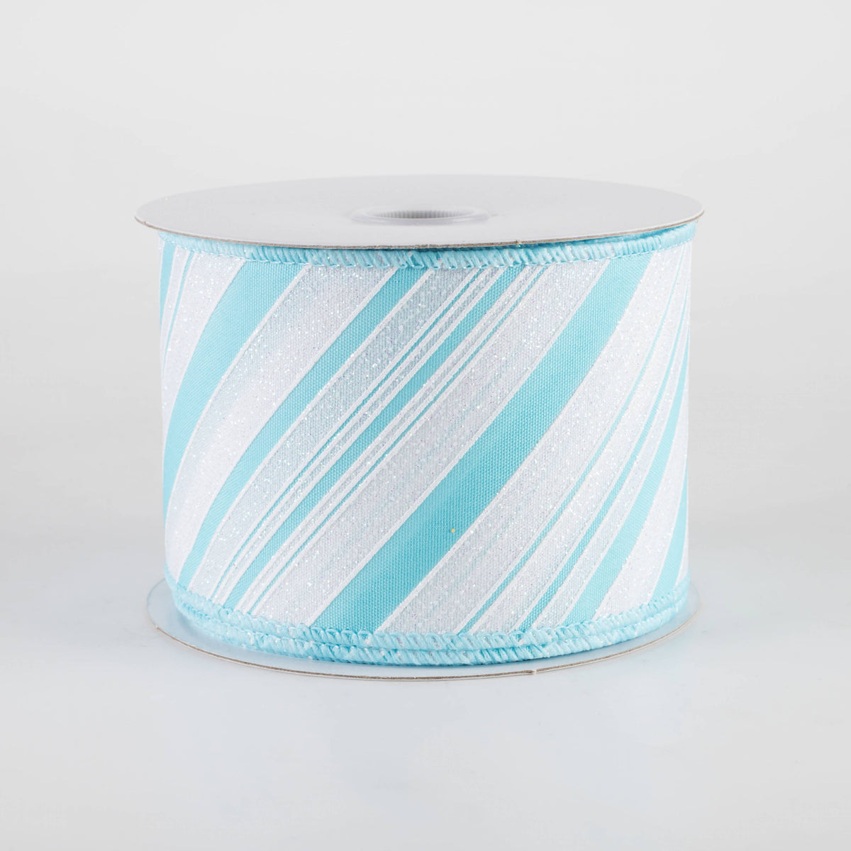 2.5" Iridescent Diagonal Stripe Candy Cane Ribbon: Blue & White (10 Yards) Item Number: 71422-40-04