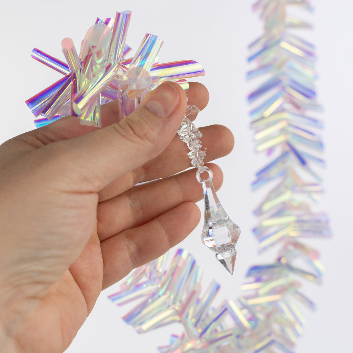 28" Iridescent Foil Icicle Ornament detail photo 3