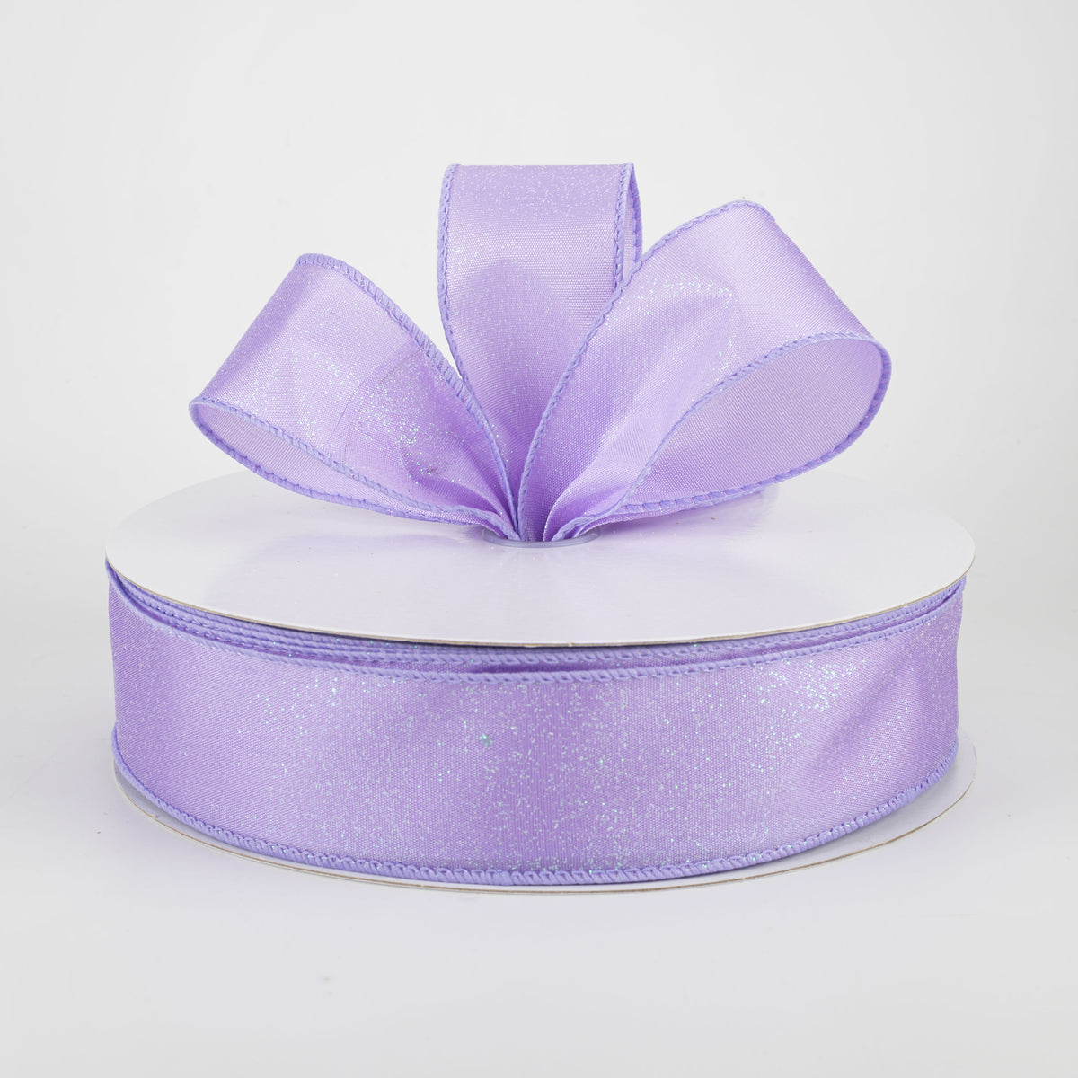 1.5" Iridescent Glitter Misted Satin Ribbon: Lavender (50 Yards) Lifestyle Photo