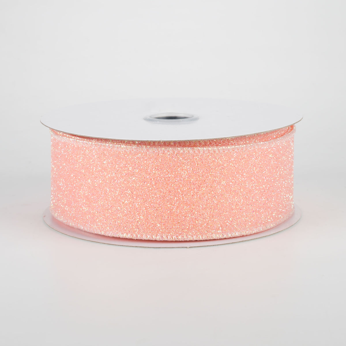 1.5" Iridescent Glitter Satin Ribbon: Coral (10 Yards)