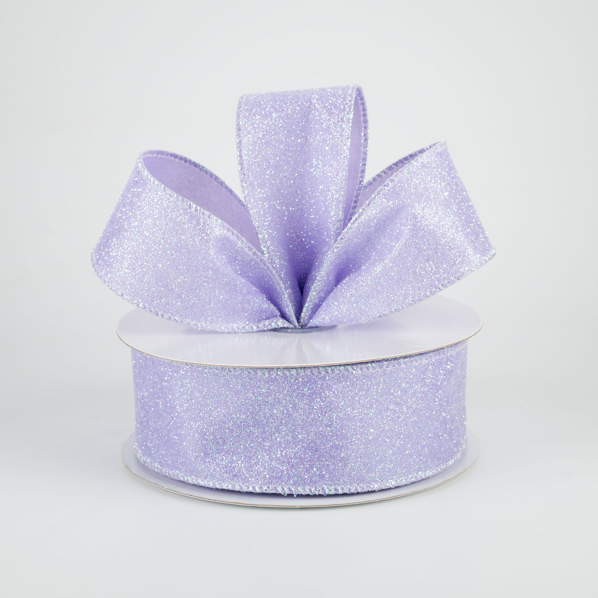 1.5" Iridescent Glitter Satin Ribbon: Lavender (10 Yards) Lifestyle Photo