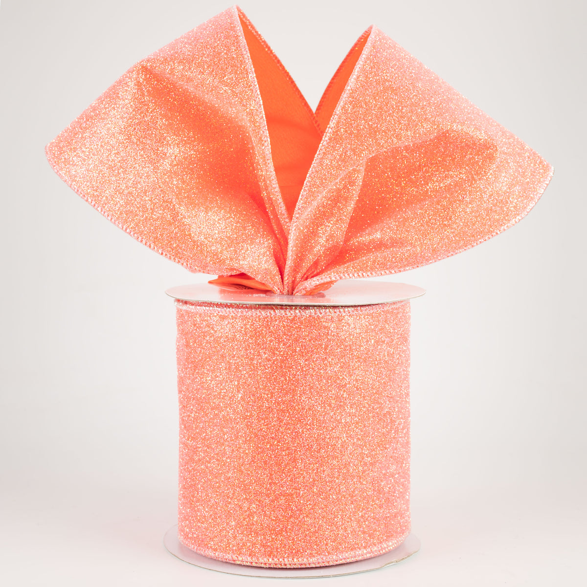 4" Iridescent Glitter Satin Ribbon: Orange (10 Yards) Lifestyle Photo